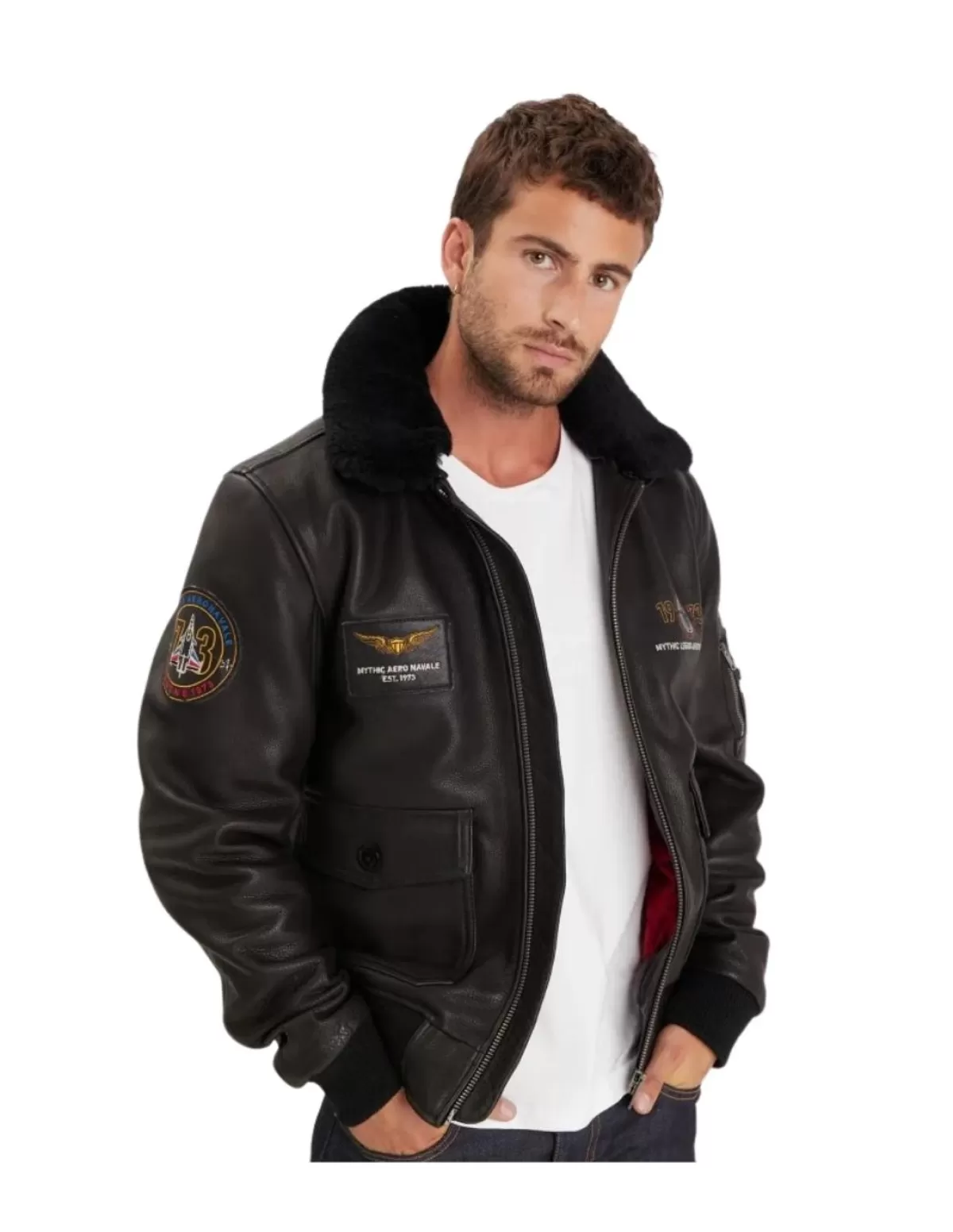 Daytona Pilote Et Teddy Cuir | Blouson Cuir Homme<Blouson aviateur en cuir homme Ref 58184 Noir