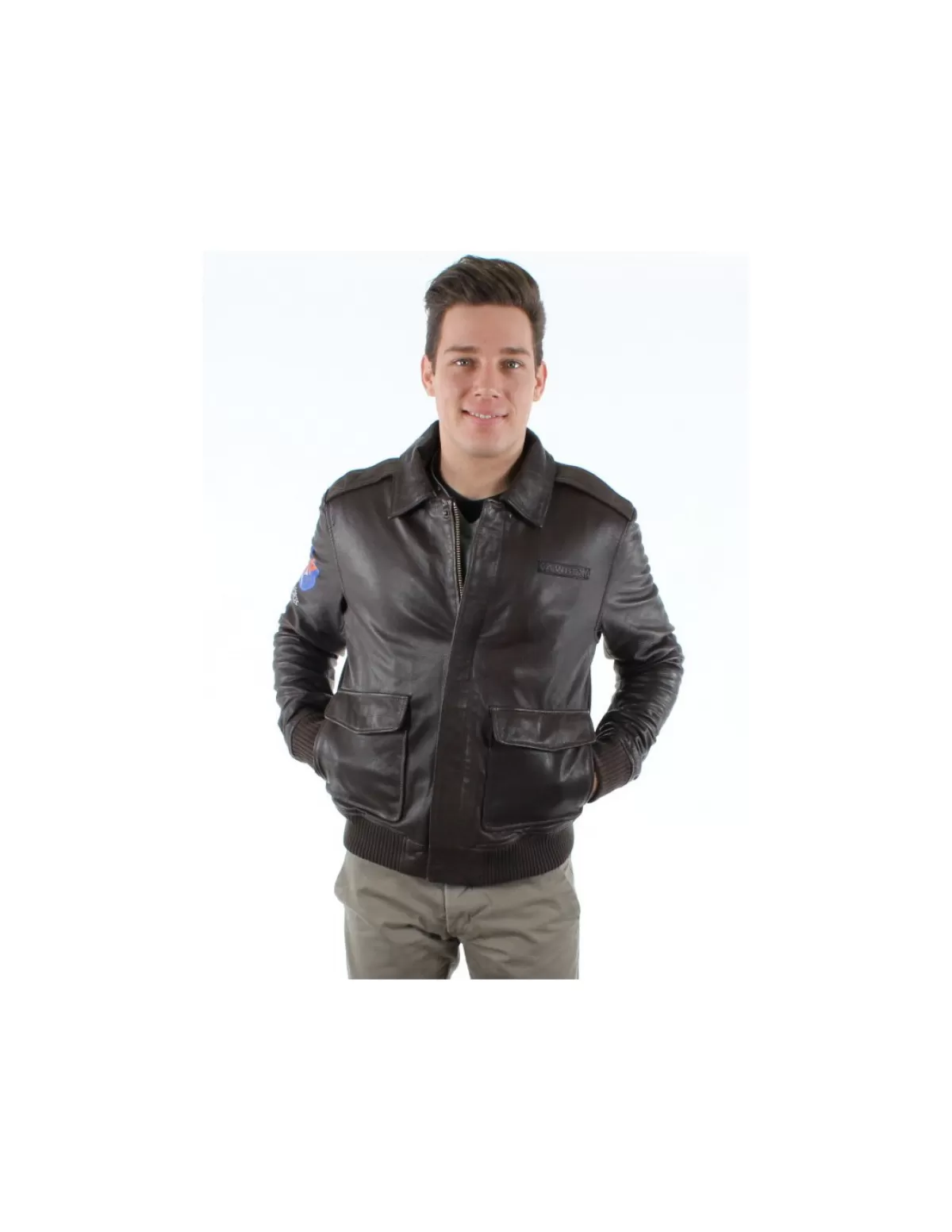 Avirex Pilote Et Teddy Cuir<Blouson Chicago en cuir ref 34172 Marron