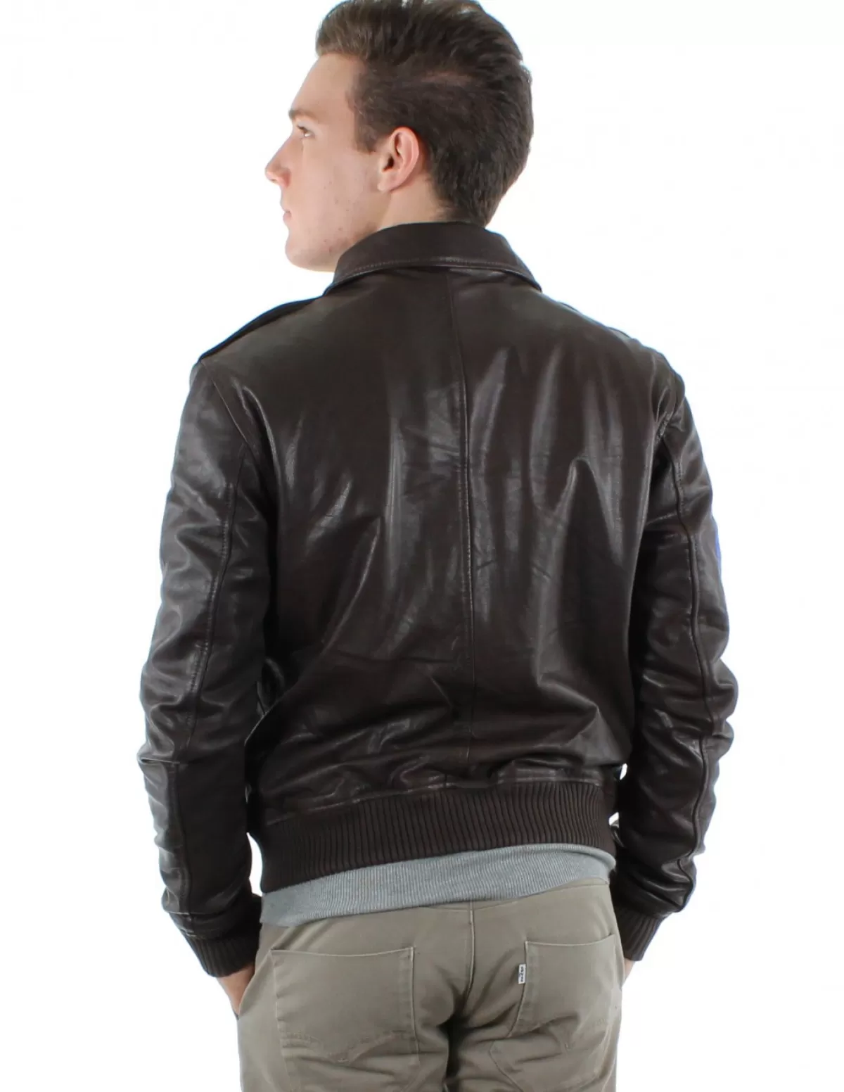 Avirex Pilote Et Teddy Cuir<Blouson Chicago en cuir ref 34172 Marron