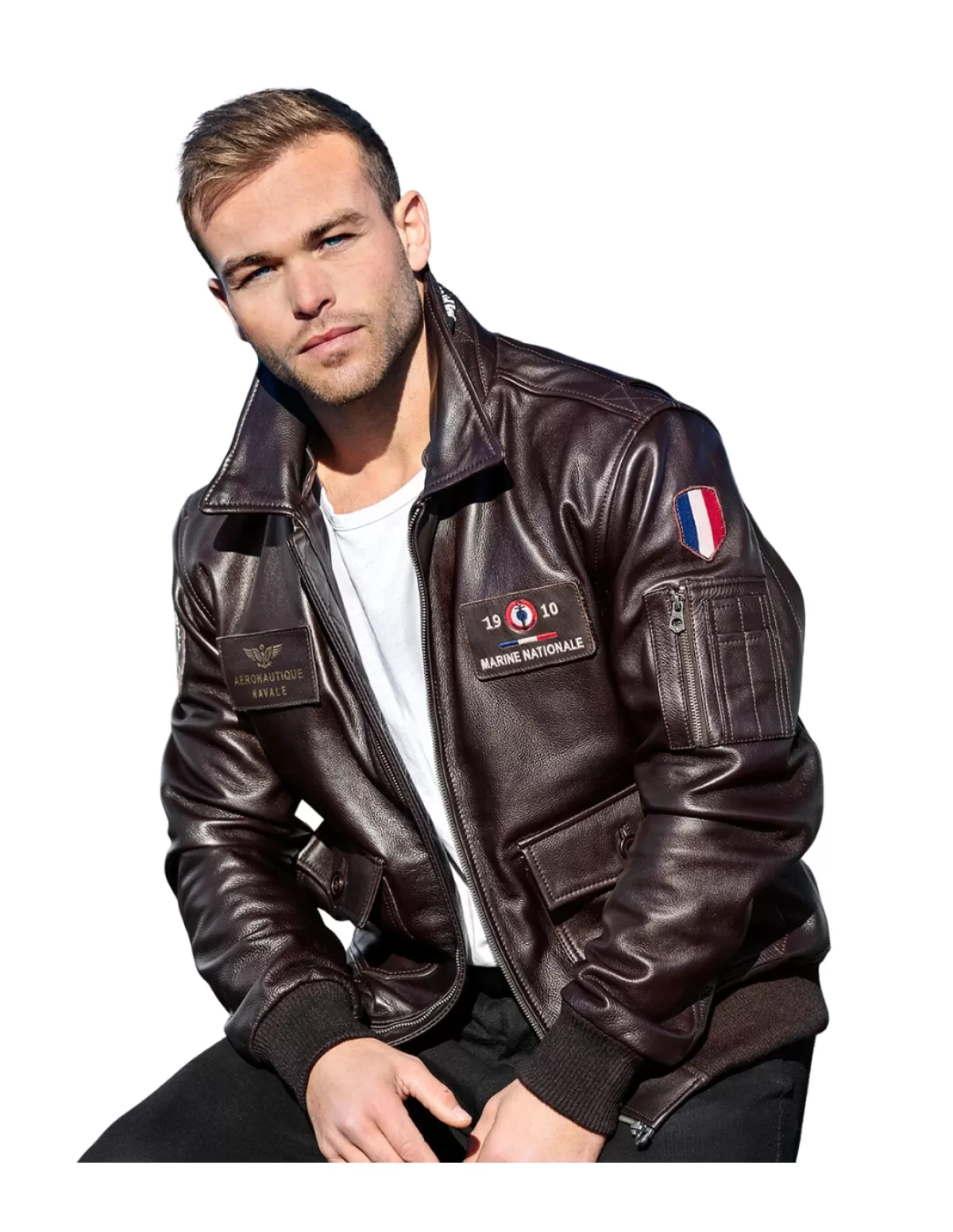 Daytona Blouson Cuir Homme<Blouson cuir Marine Nationale Ref 60428 Marron