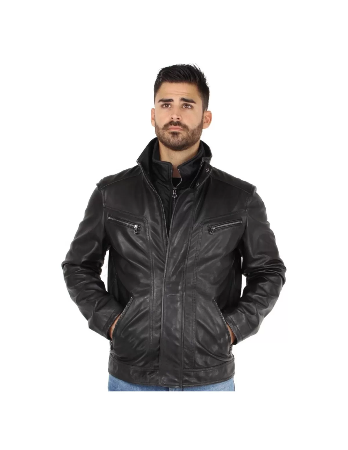 Daytona Blouson Cuir Homme<Blouson Lamb Zenith en cuir Ref 61165 Noir