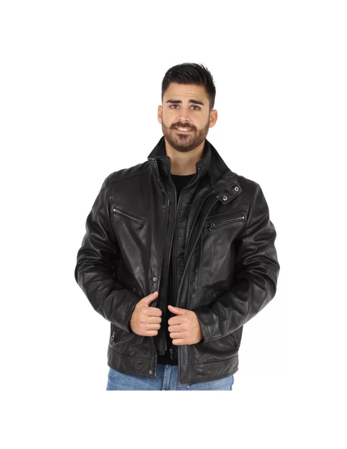 Daytona Blouson Cuir Homme<Blouson Lamb Zenith en cuir Ref 61165 Noir