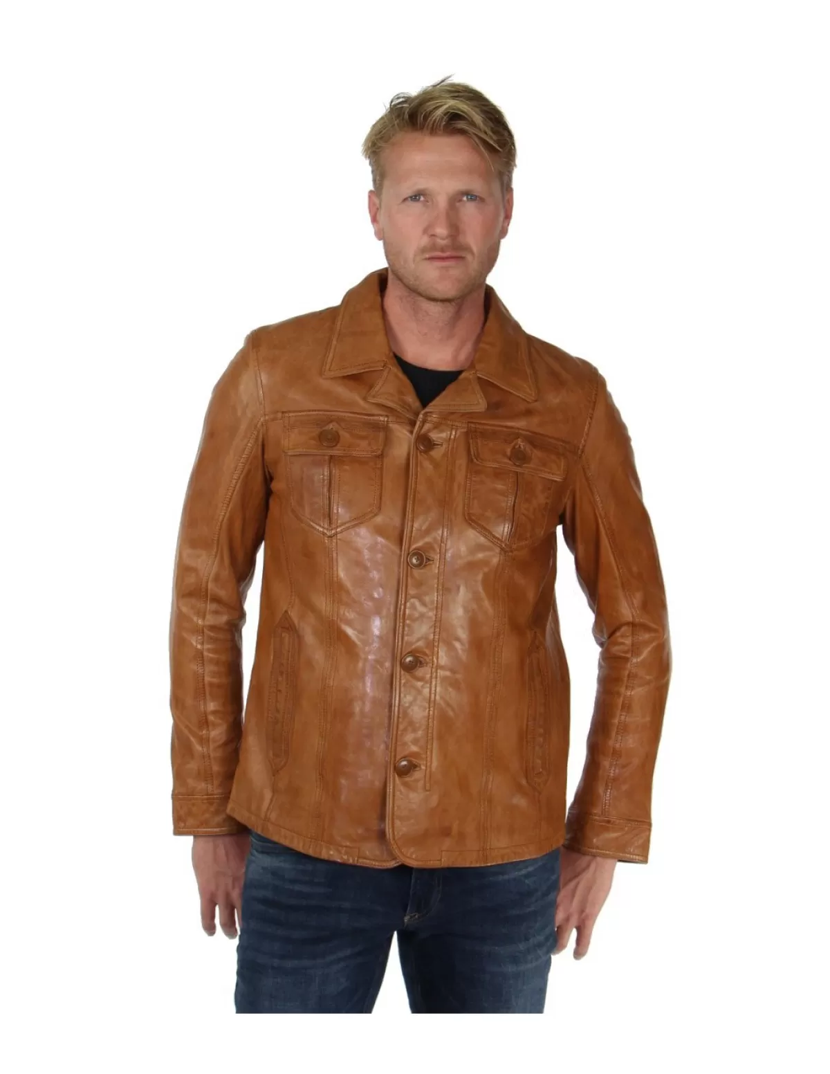 Daytona Blouson Cuir Homme<Blouson Ralph en cuir ref_30710 Cognac Marron