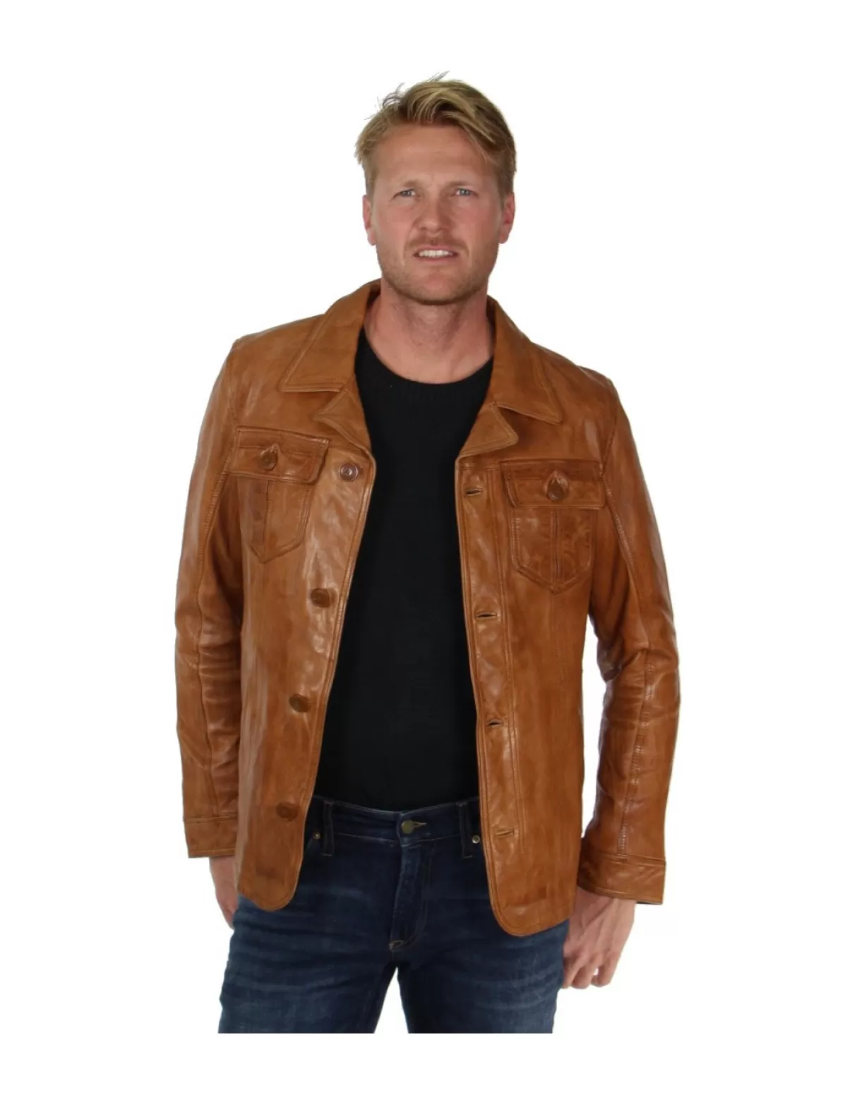 Daytona Blouson Cuir Homme<Blouson Ralph en cuir ref_30710 Cognac Marron