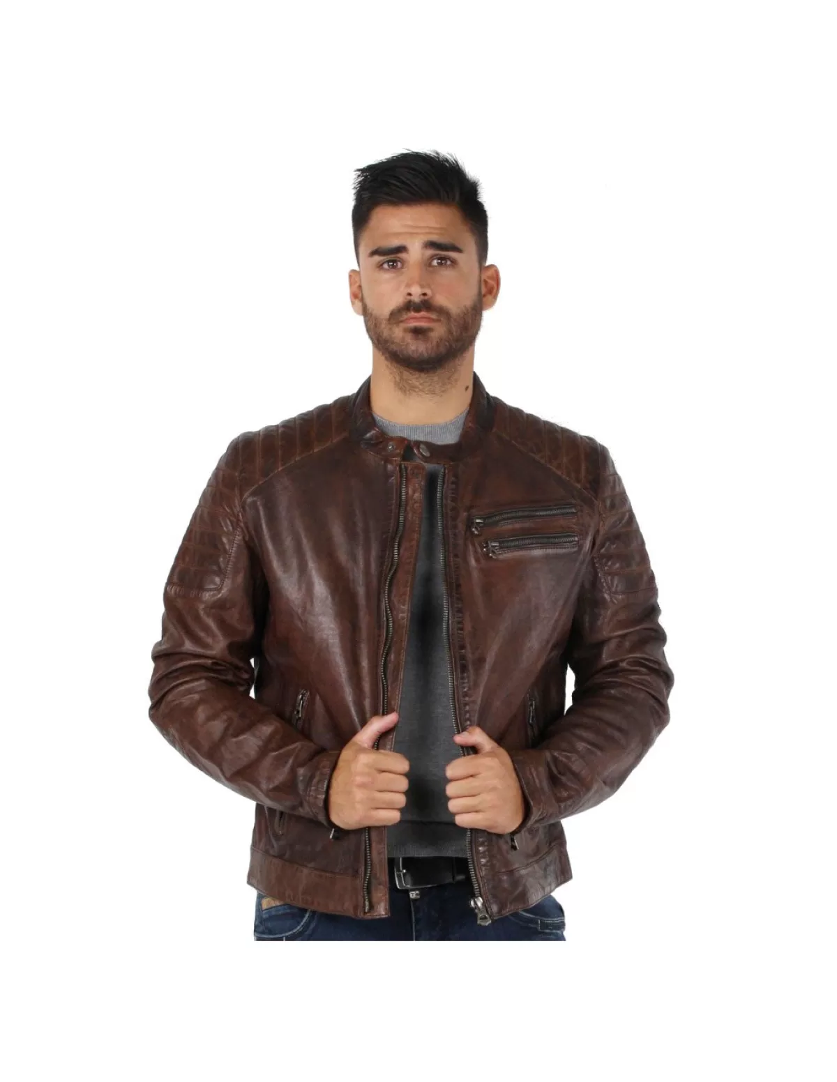 Daytona Blouson Cuir Homme<Blouson Starget en cuir ref 42411 Cognac Marron