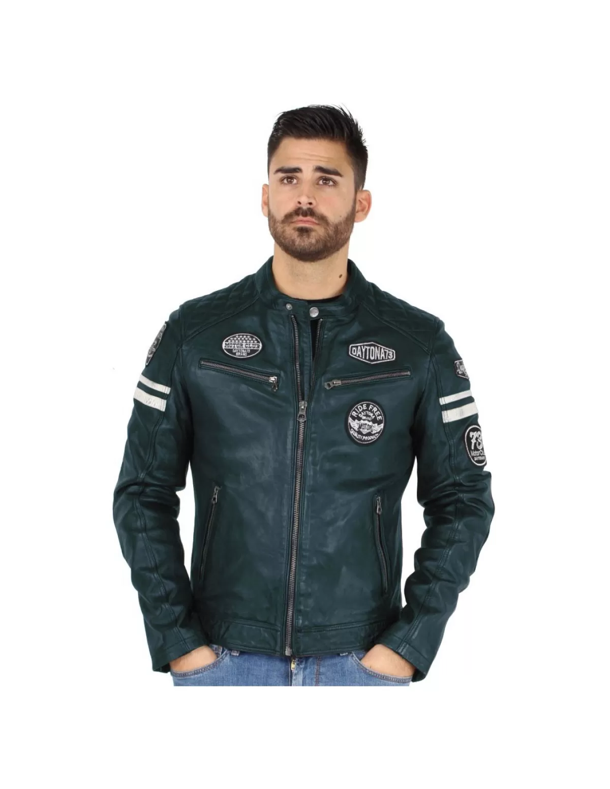 Daytona Blouson Cuir Homme<Blouson Walker Sheep cuir ref_44851 Bleu