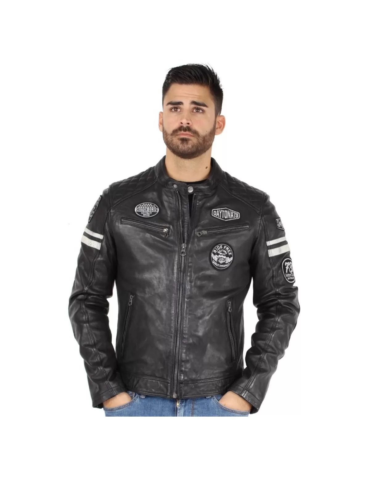 Daytona Blouson Cuir Homme<Blouson walker sheep en cuir Ref 44851 Noir