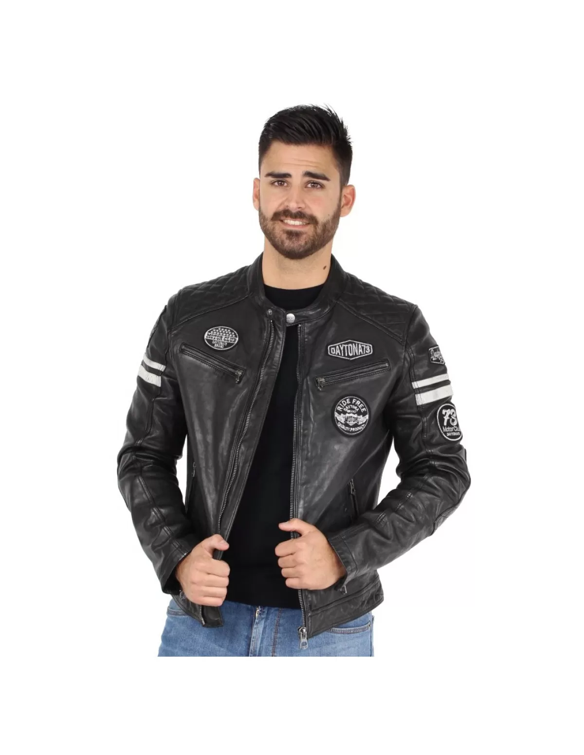 Daytona Blouson Cuir Homme<Blouson walker sheep en cuir Ref 44851 Noir