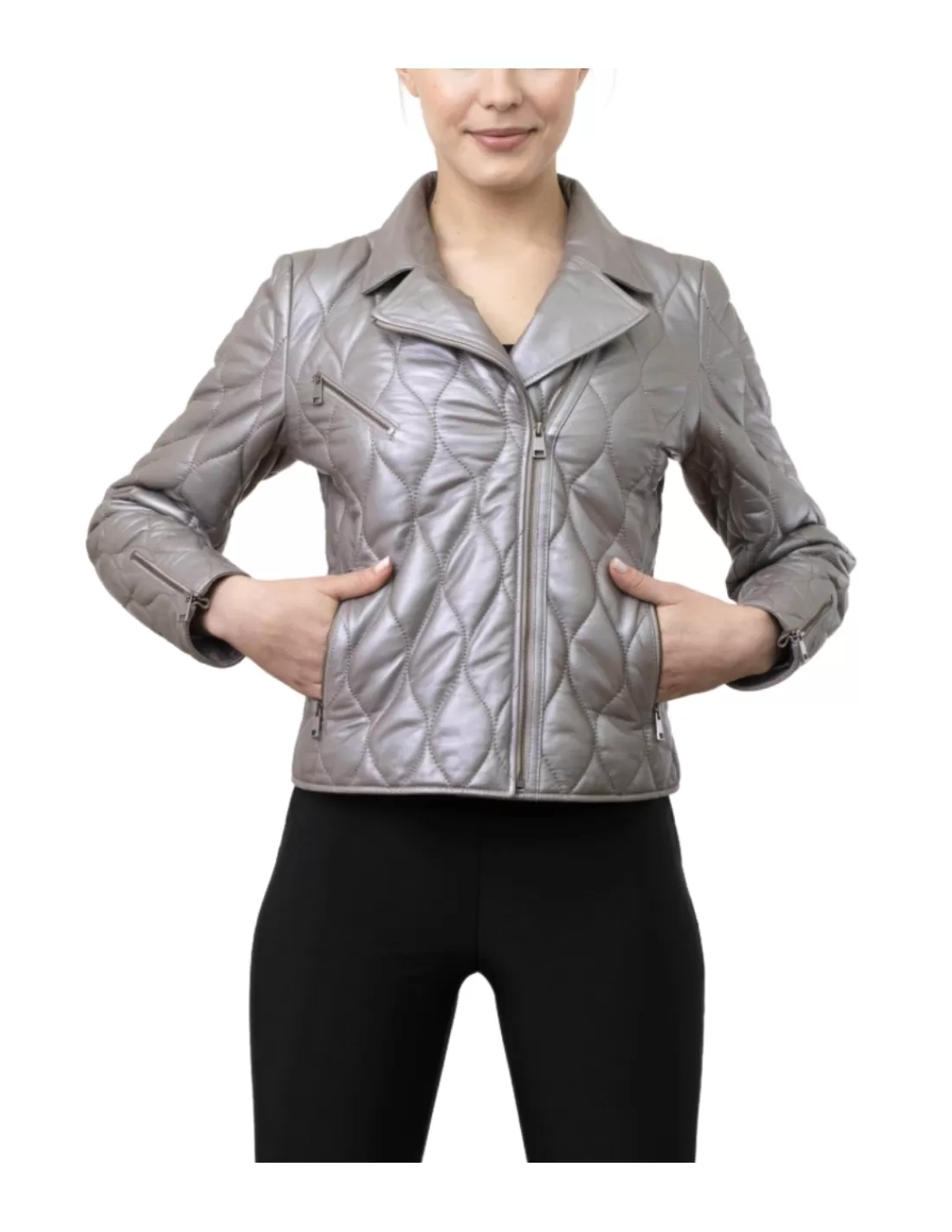 Shop Blouson en Cuir Akhésa Ref 54614 Femme Style Perfecto Femme