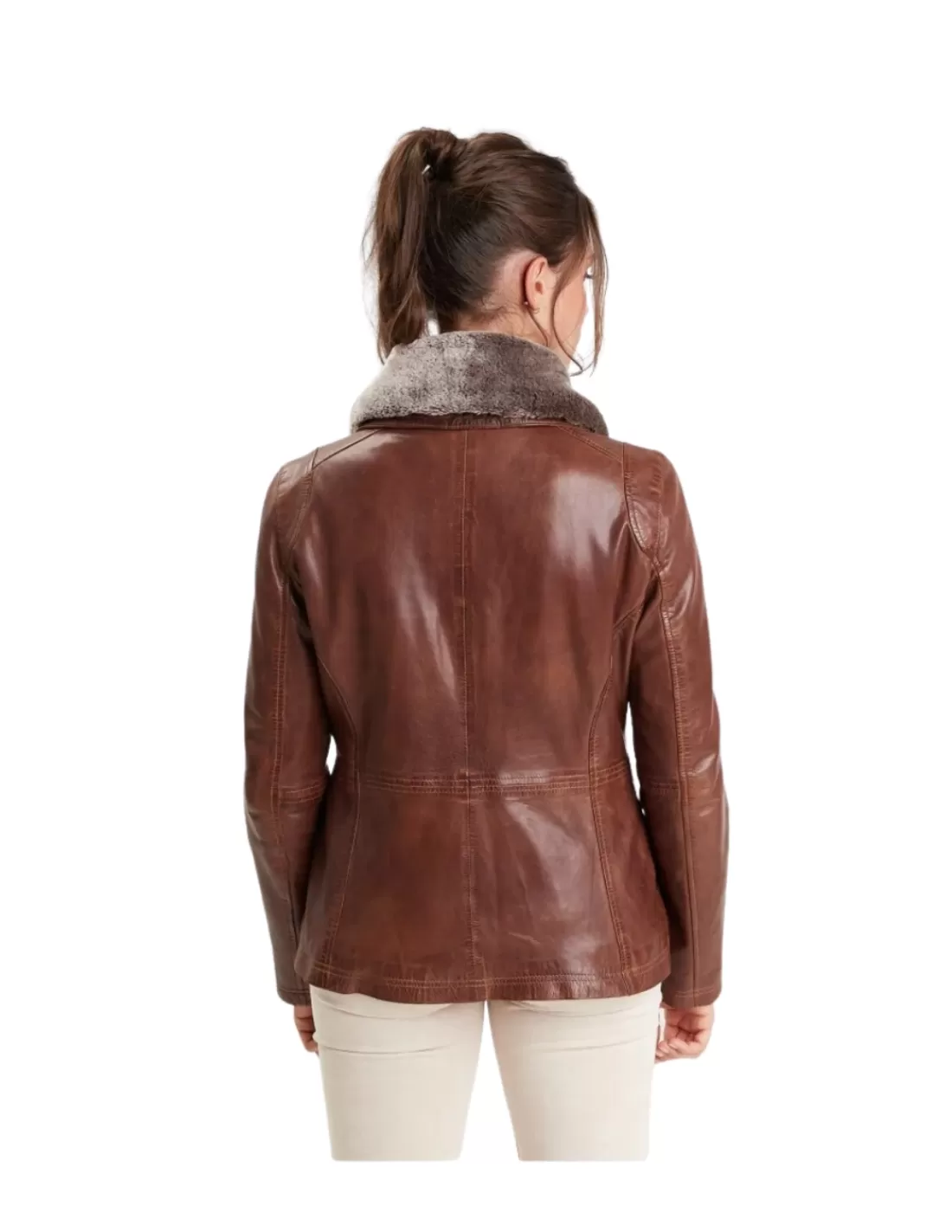 Cheap Blouson en cuir femme Ref 58593 RBROWN Femme Blouson Cuir Femme