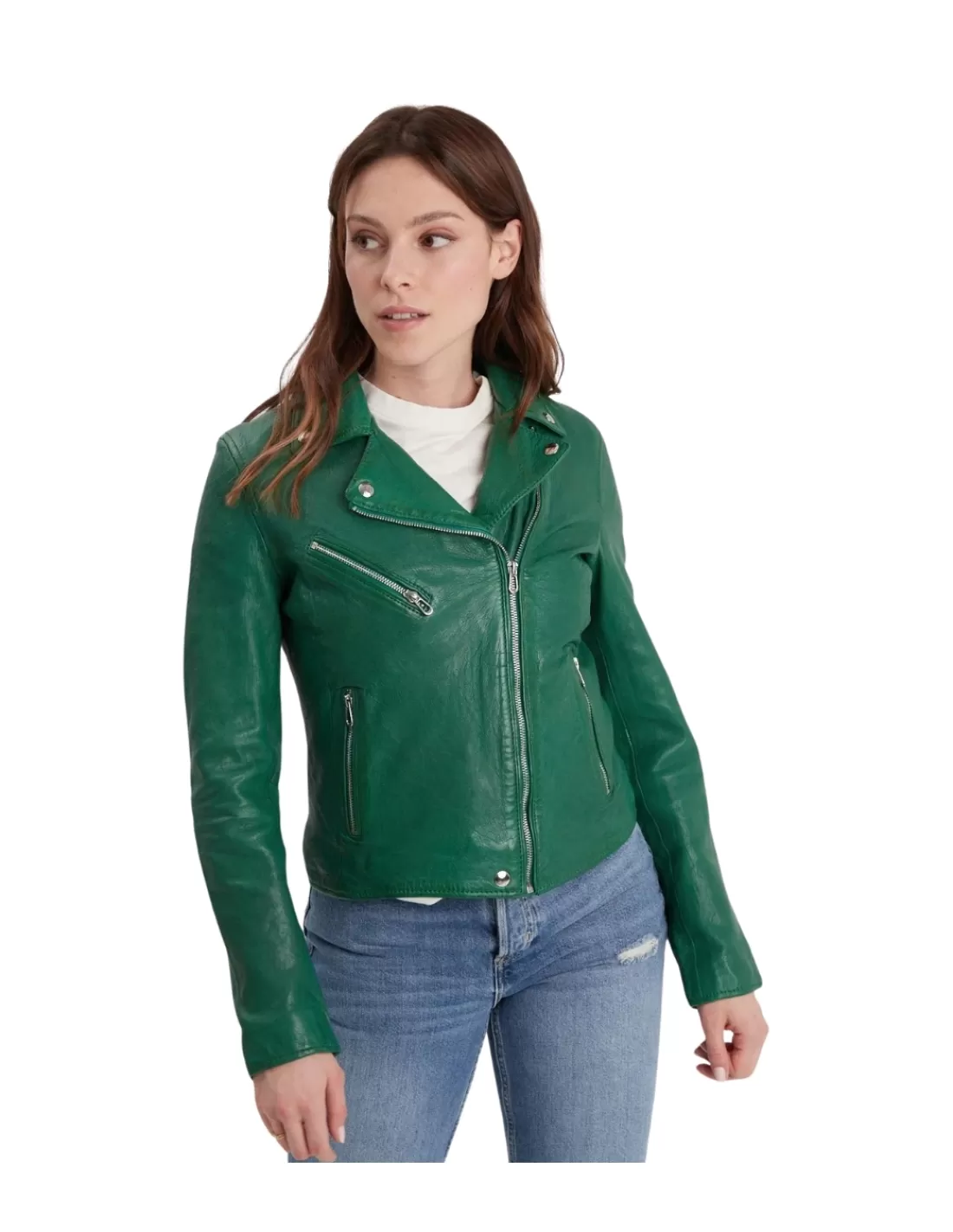 Cheap Blouson en cuir femme Ref 54124 Femme Style Perfecto Femme | Blouson Cuir Femme