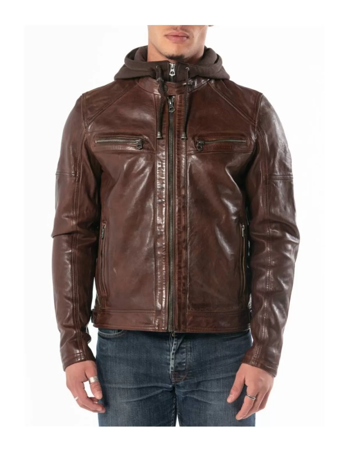 Daytona Blouson Cuir Homme<Blouson en cuir homme Ref 50362 Dark Cognac Marron