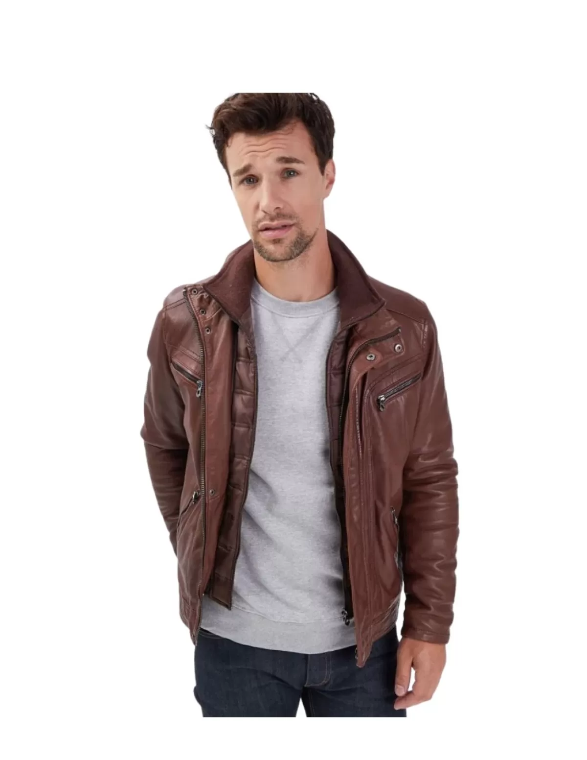 Daytona Blouson Cuir Homme<Blouson en cuir homme Ref 58471 Bison Marron