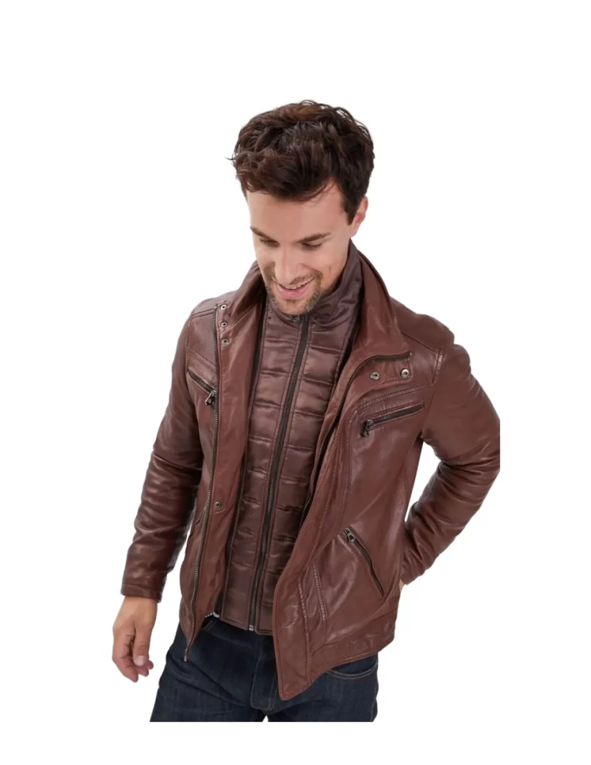 Daytona Blouson Cuir Homme<Blouson en cuir homme Ref 58471 Bison Marron