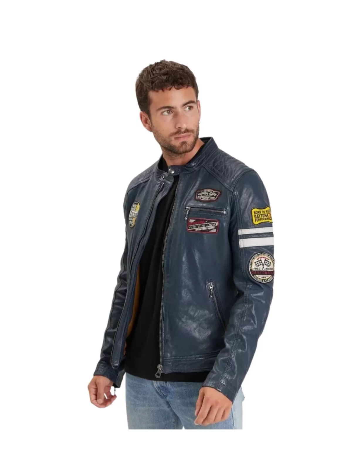 Daytona Blouson Cuir Homme<Blouson en cuir homme Ref 59583 Bleu