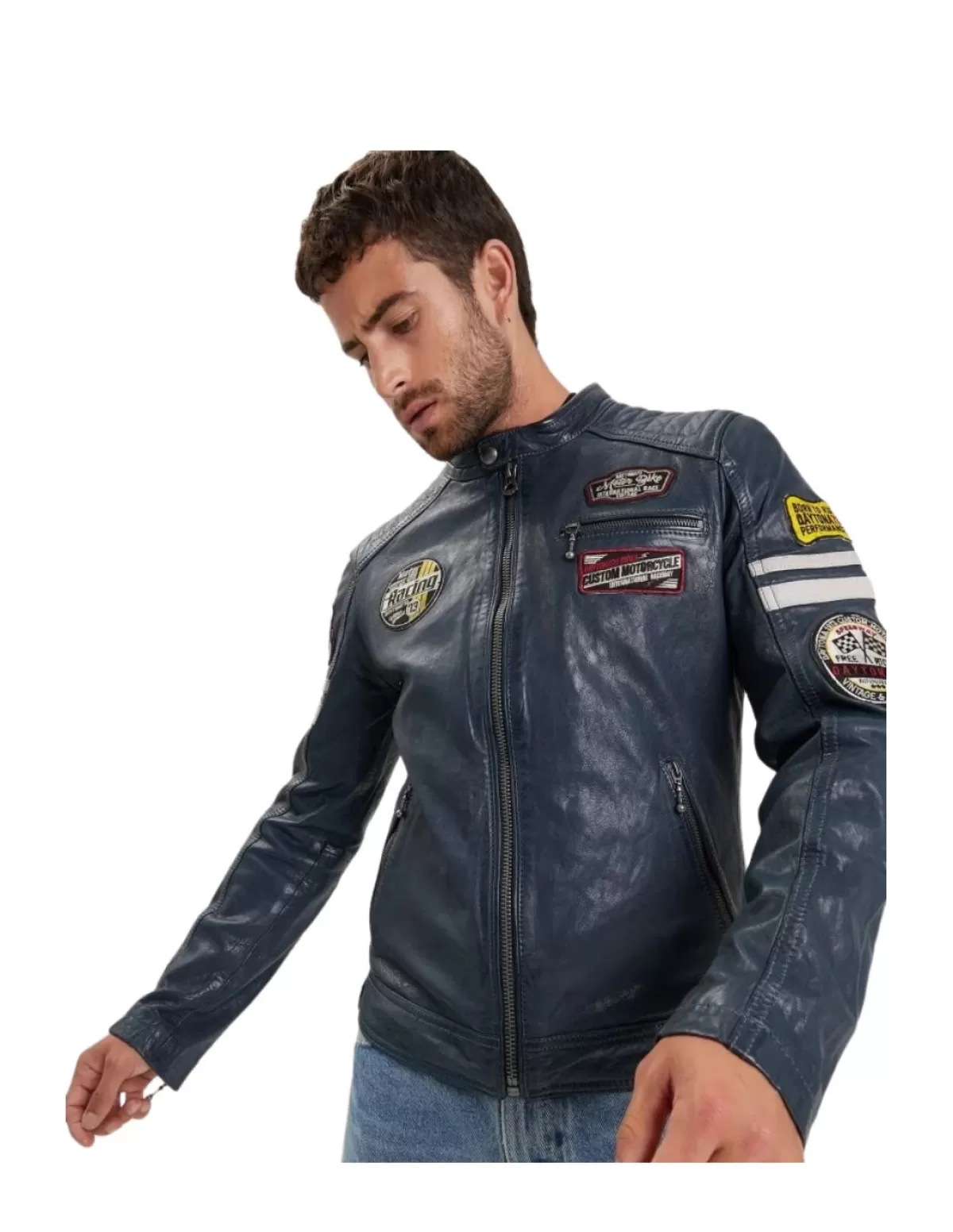 Daytona Blouson Cuir Homme<Blouson en cuir homme Ref 59583 Bleu