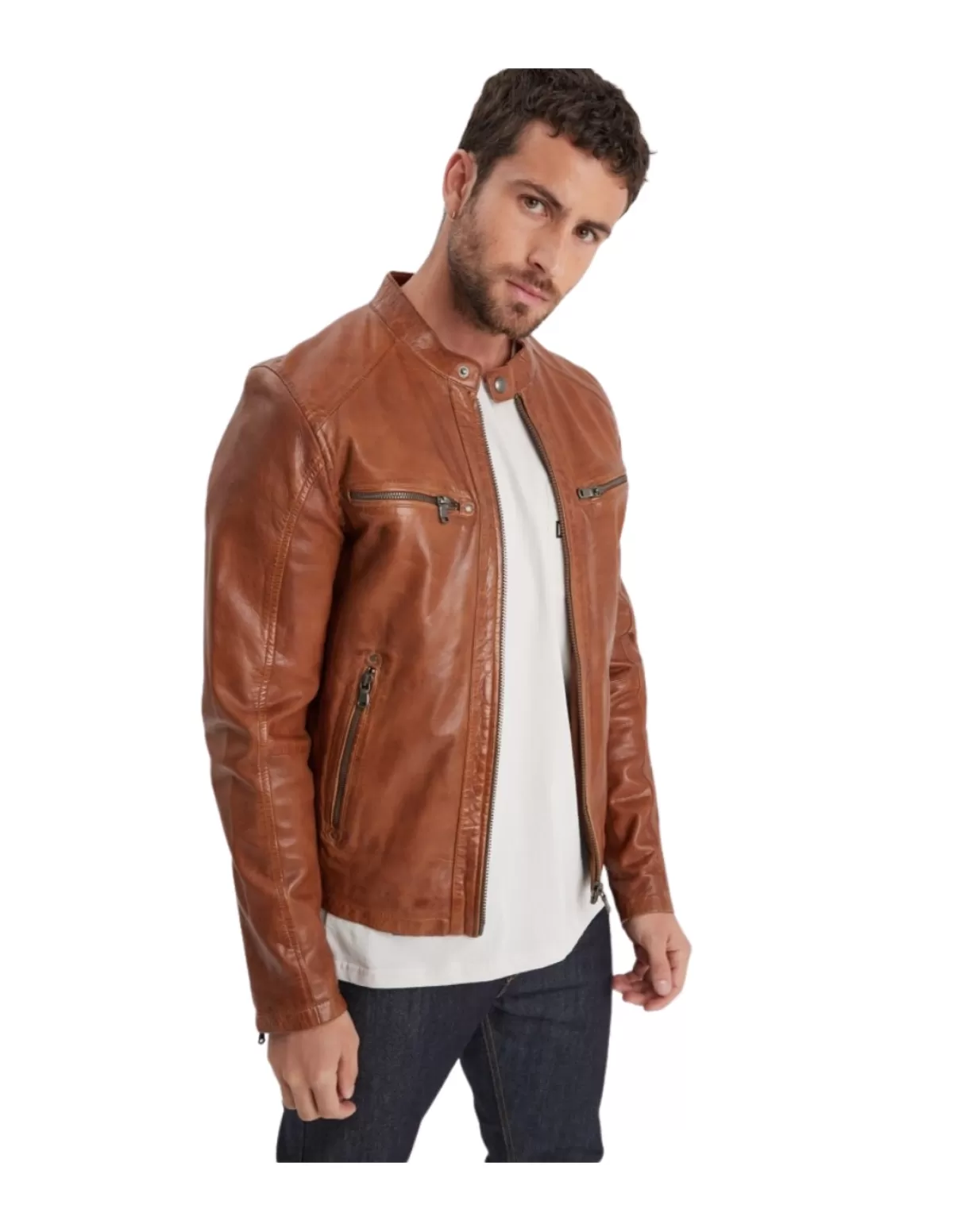 Daytona Blouson Cuir Homme<Blouson en cuir homme Ref 54130 Cognac Marron