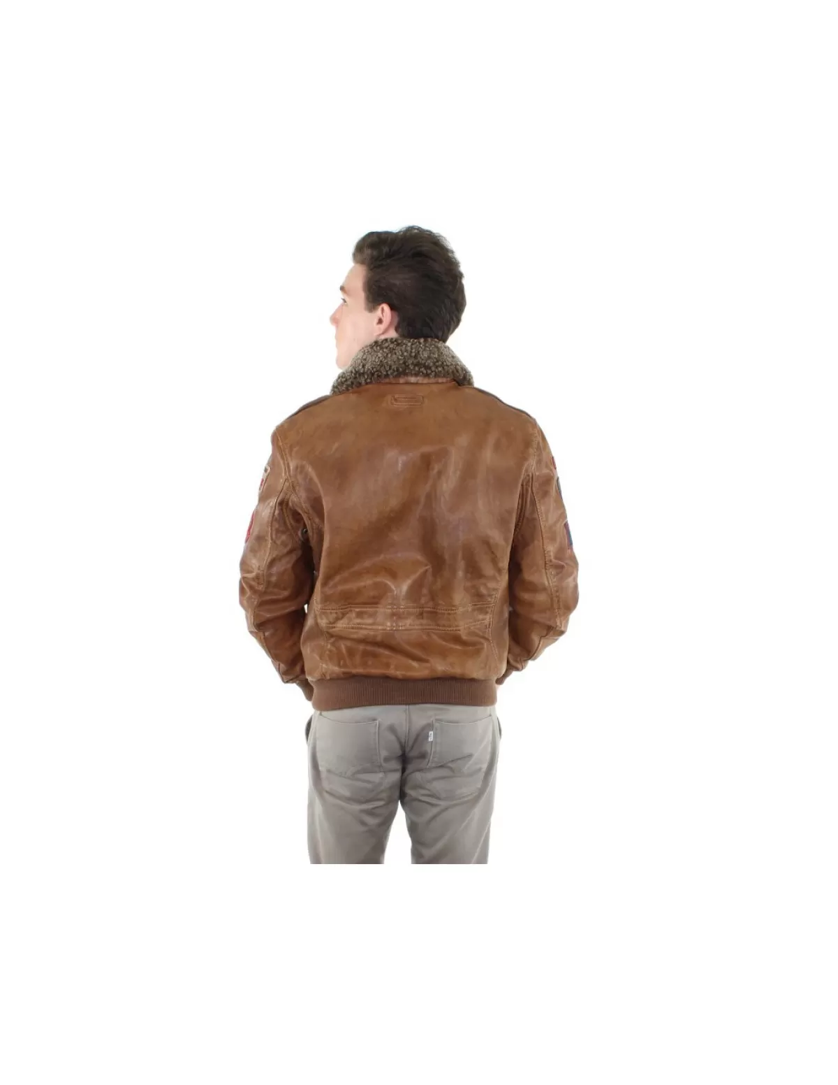 Daytona Pilote Et Teddy Cuir | Blouson Cuir Homme<Blouson en cuir Homme ref 29734 cognac Marron