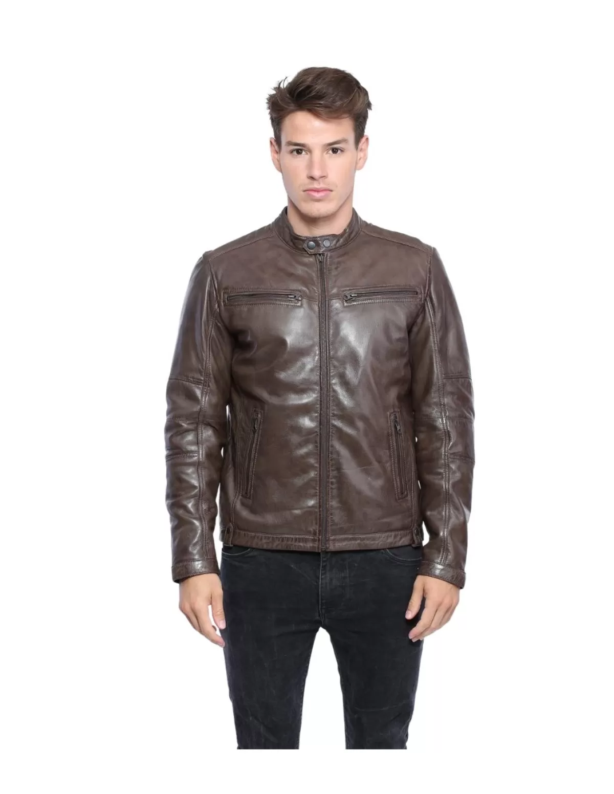 L'univers du Luxe Blouson Cuir Homme<Blouson en cuir homme Ref 57882 Marron