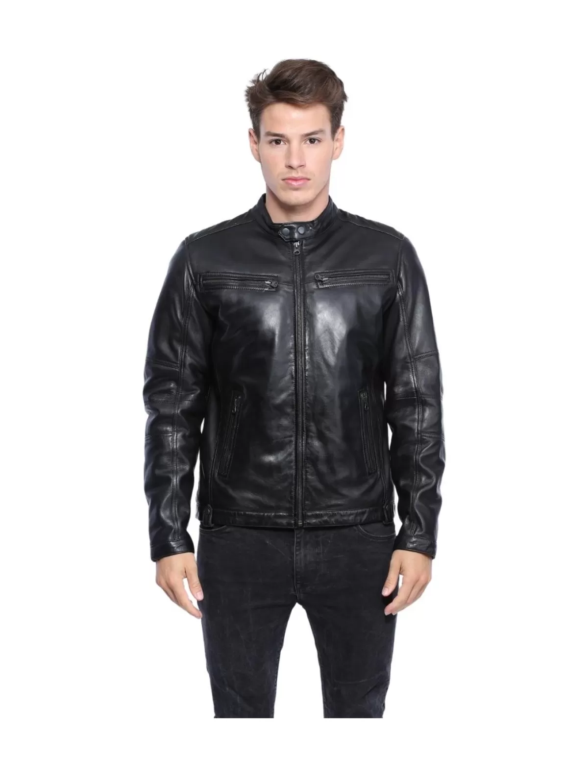 L'univers du Luxe Blouson Cuir Homme<Blouson en cuir homme Ref 57882 Noir