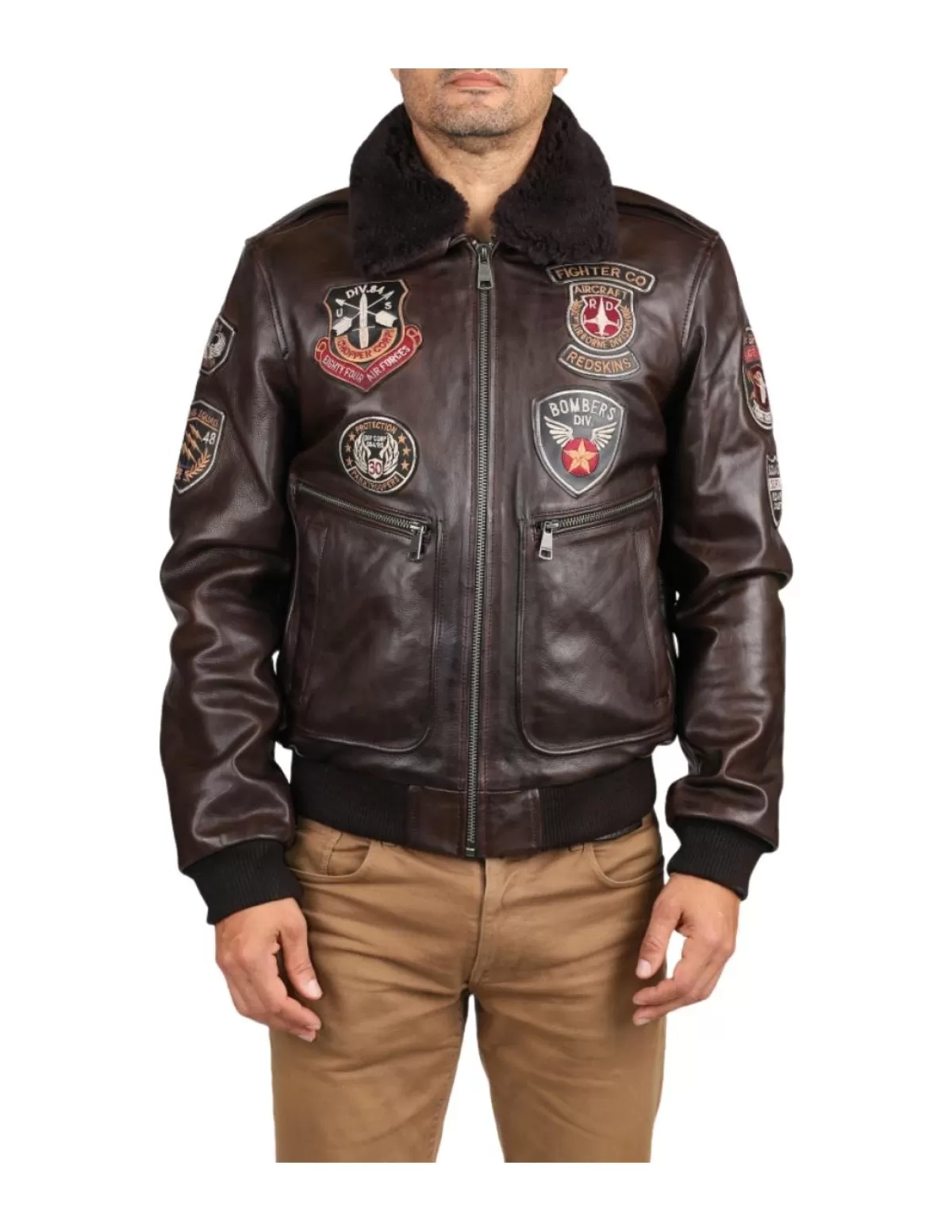 Redskins Pilote Et Teddy Cuir | Blouson Cuir Homme<Blouson en cuir homme Ref 58621 Marron