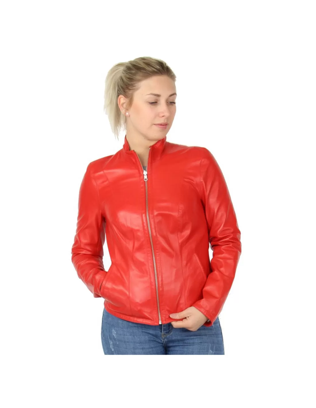 Store Blouson en cuir réversible ref_45894 Femme Blouson Cuir Femme