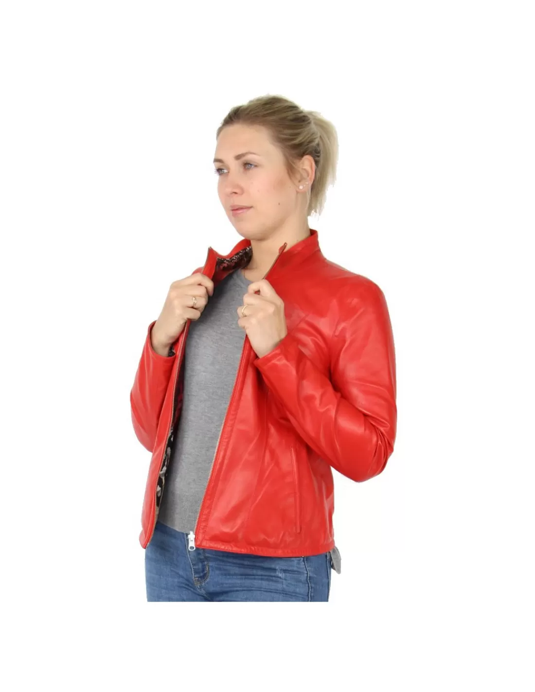 Store Blouson en cuir réversible ref_45894 Femme Blouson Cuir Femme