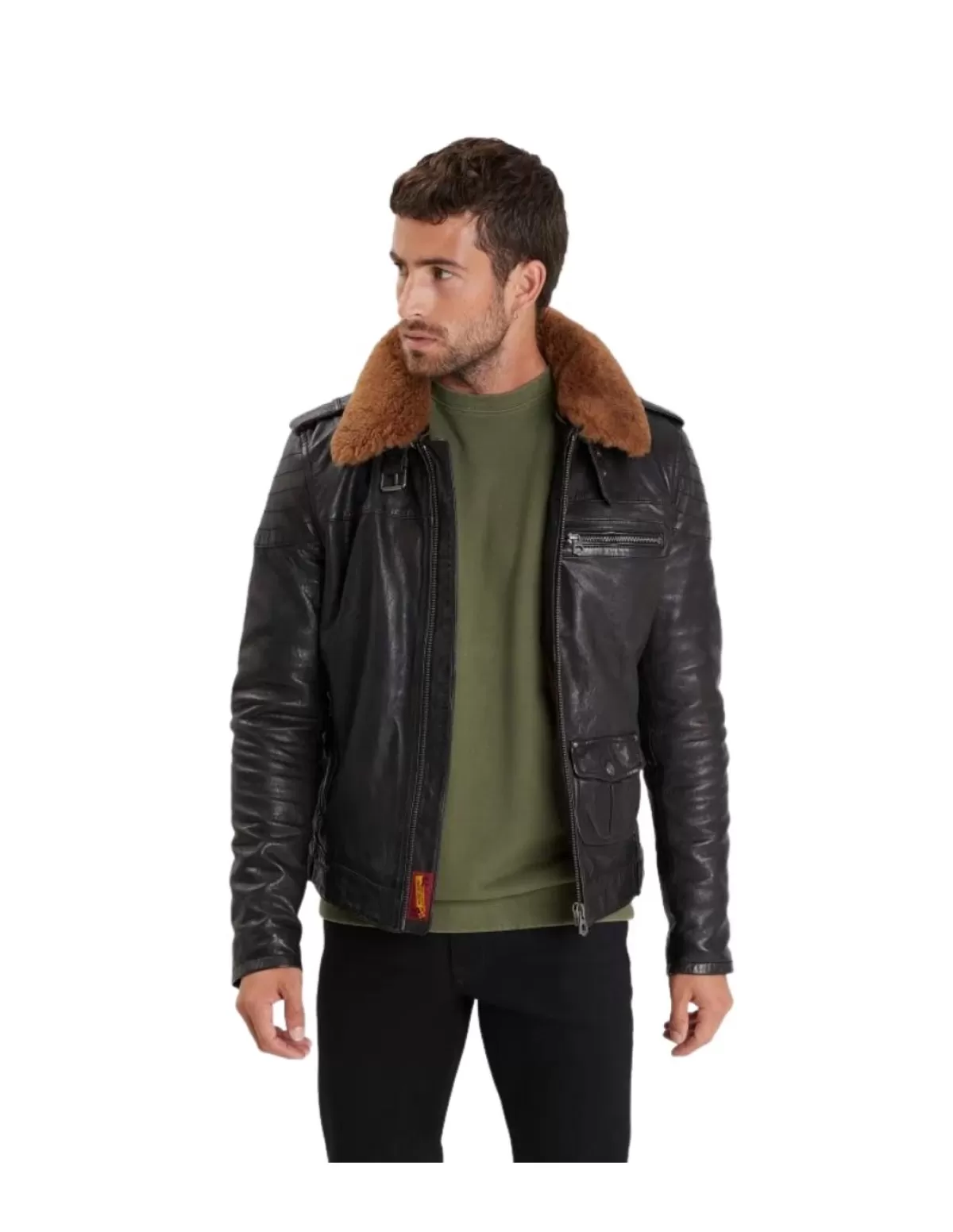 Daytona Pilote Et Teddy Cuir | Blouson Cuir Homme<Blouson homme Pirate en cuir Ref 57955 Noir