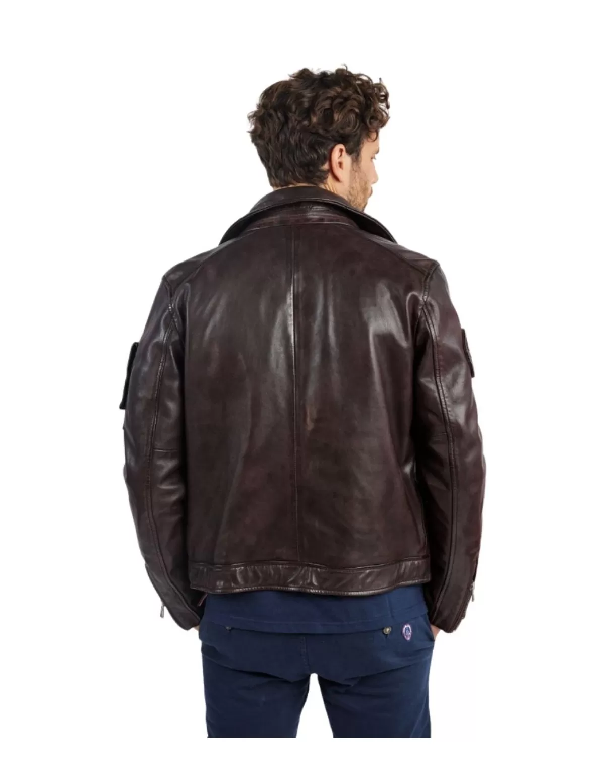 PATROUILLE DE FRANCE Blouson Cuir Homme<Blouson Homme Jaegger Alpha Ref 58024 Marron