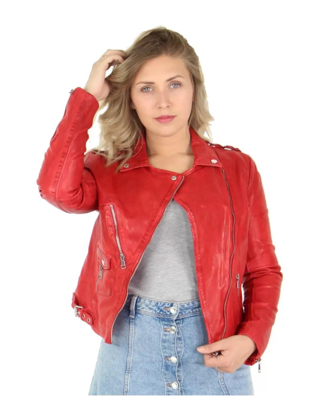 Best Sale Blouson Jazz Retro en cuir ref_48828 Femme Style Perfecto Femme