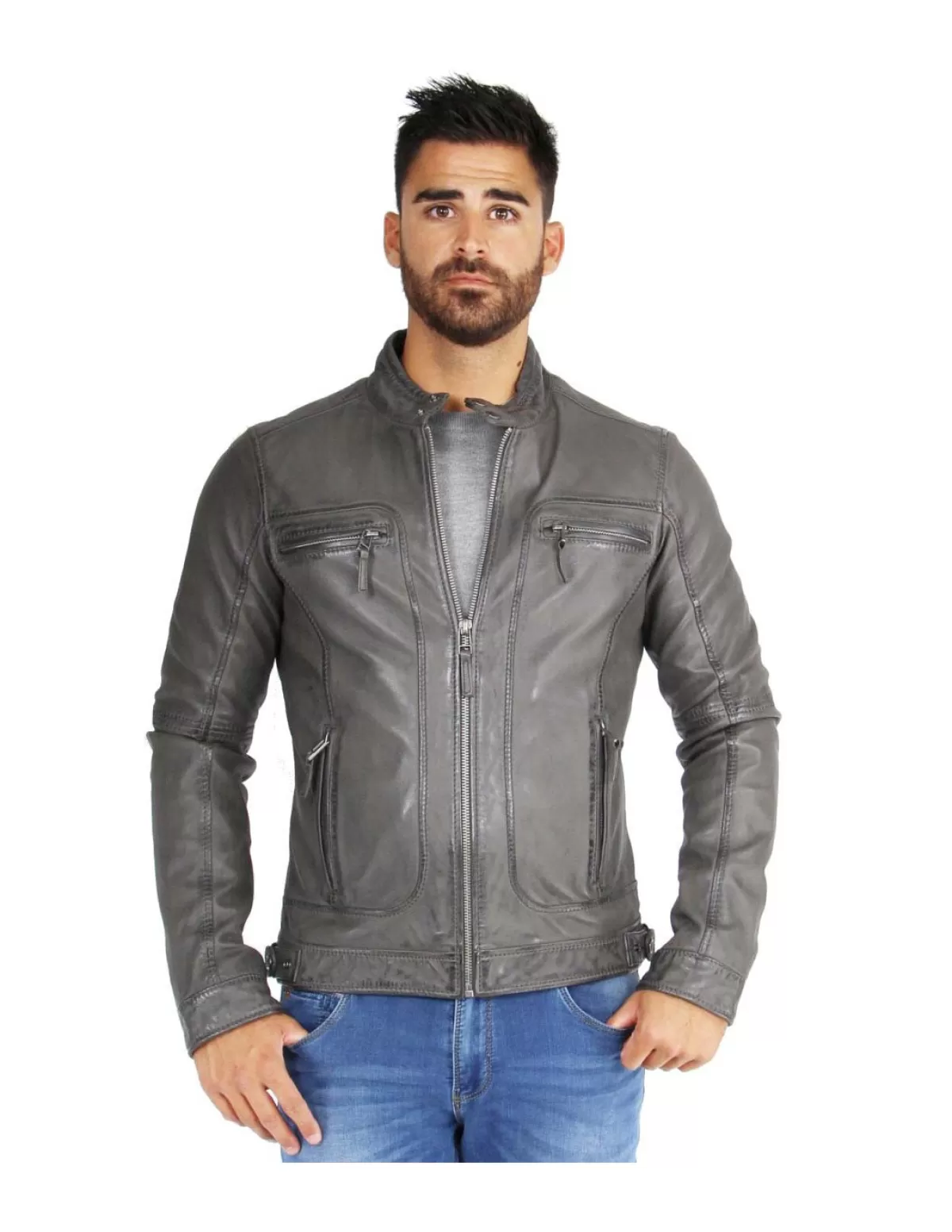 Oakwood Blouson Cuir Homme<Blouson Casey cuir ref 34483 Anthracite Gris