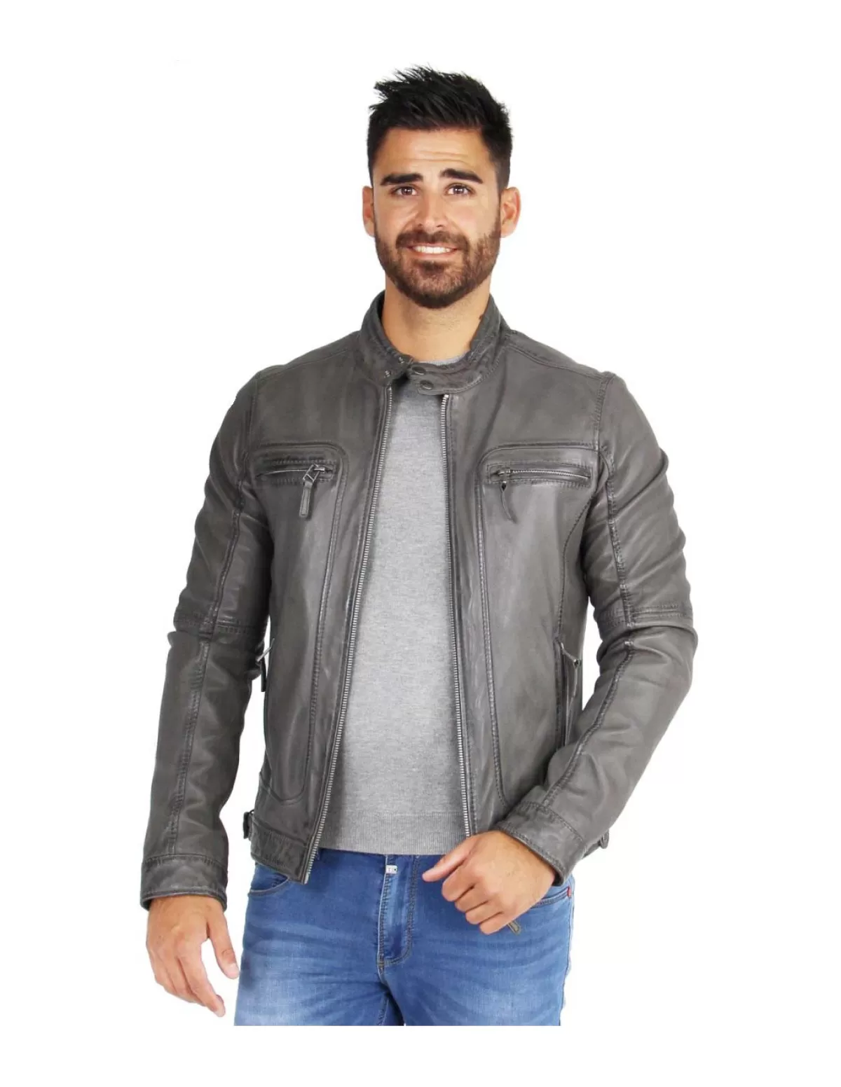 Oakwood Blouson Cuir Homme<Blouson Casey cuir ref 34483 Anthracite Gris