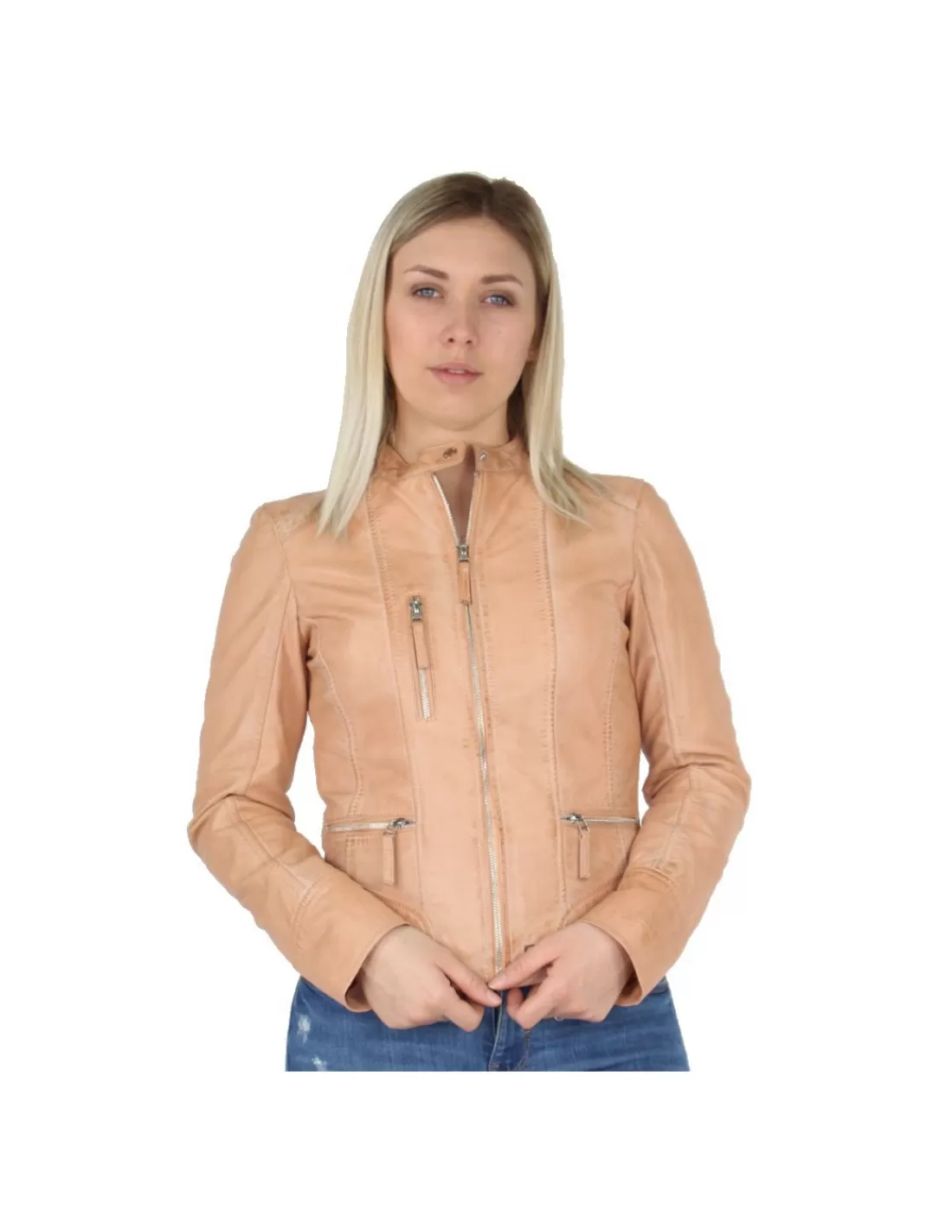 Best Blouson Each en cuir ref_40522 Clair Femme Blouson Cuir Femme