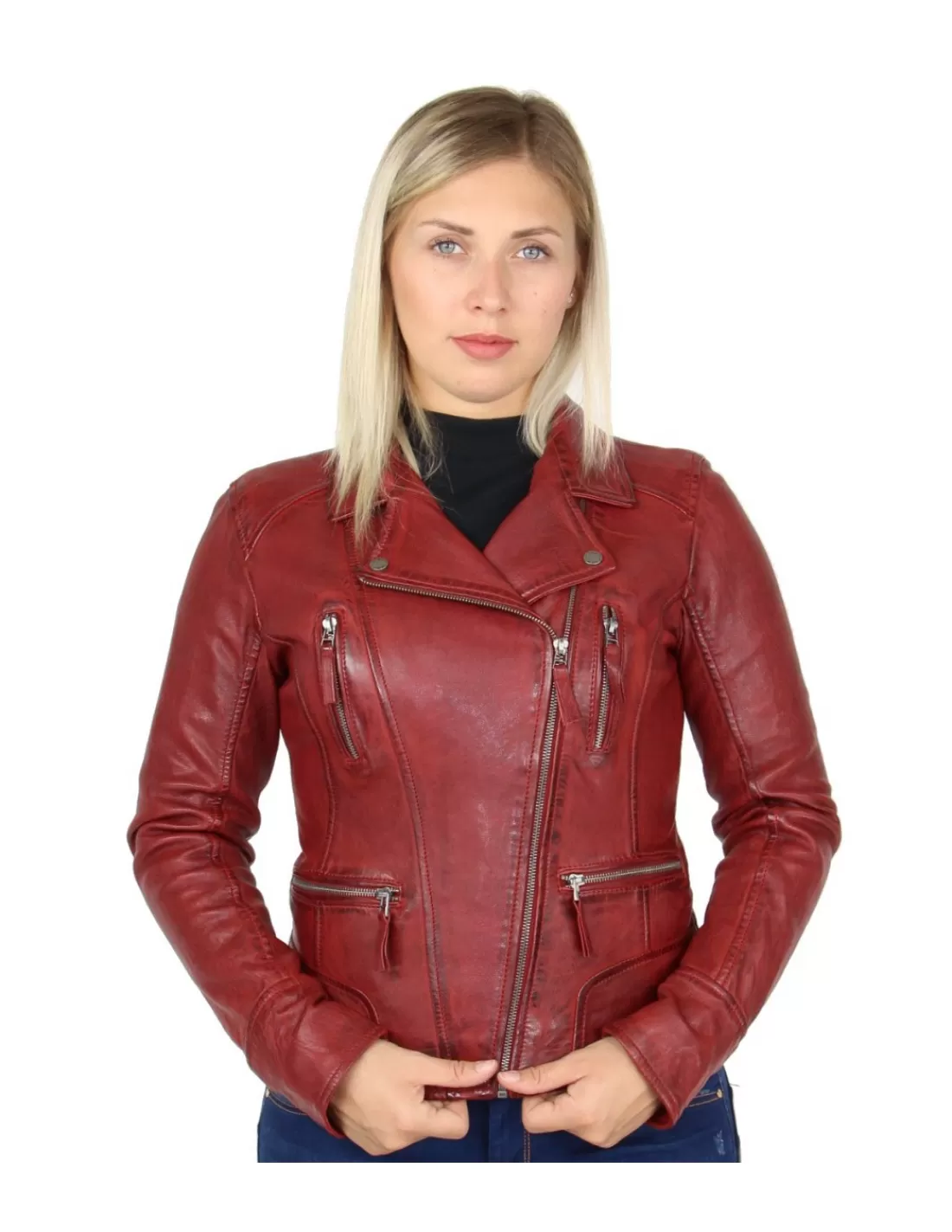 Outlet Blouson en cuir ref_35282 Femme Style Perfecto Femme