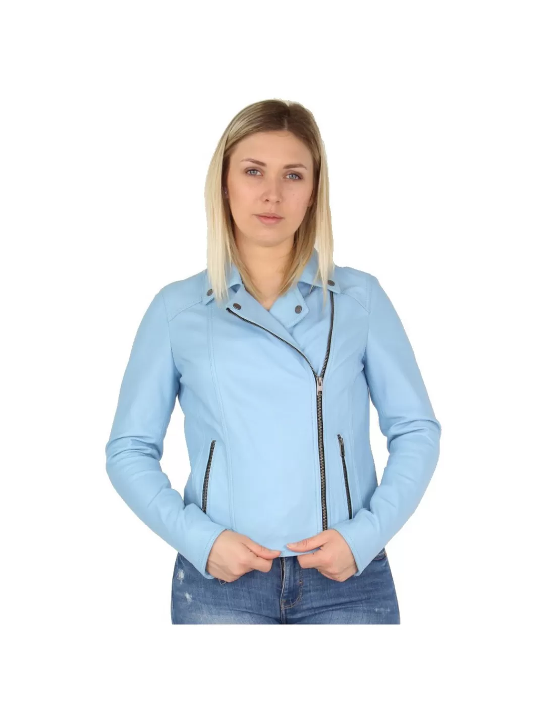 New Blouson Melina en cuir ref_45539 clair Femme Style Perfecto Femme