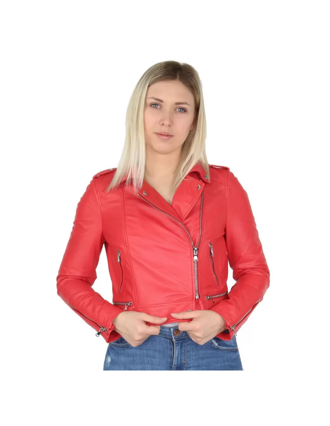 Clearance Blouson Yoko en cuir ref_40521 Prune Femme Style Perfecto Femme