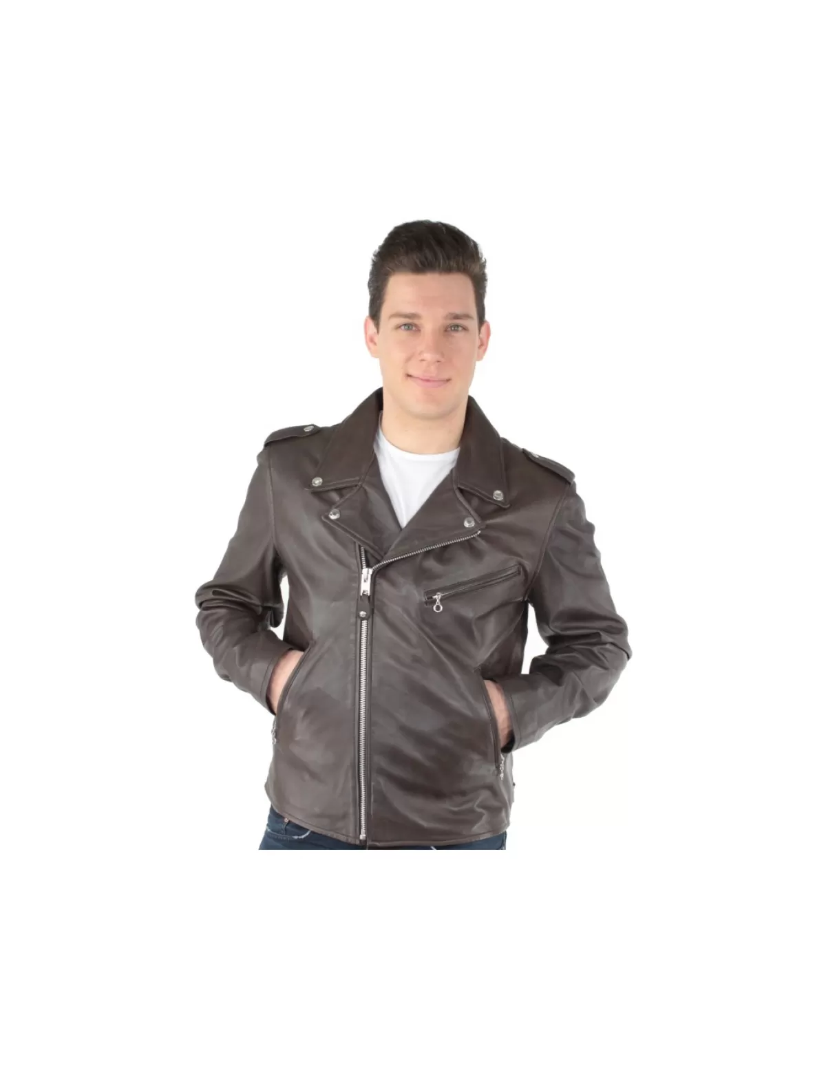 Schott Style Perfecto Homme<Blouson perfecto en cuir Ref 32128 Marron