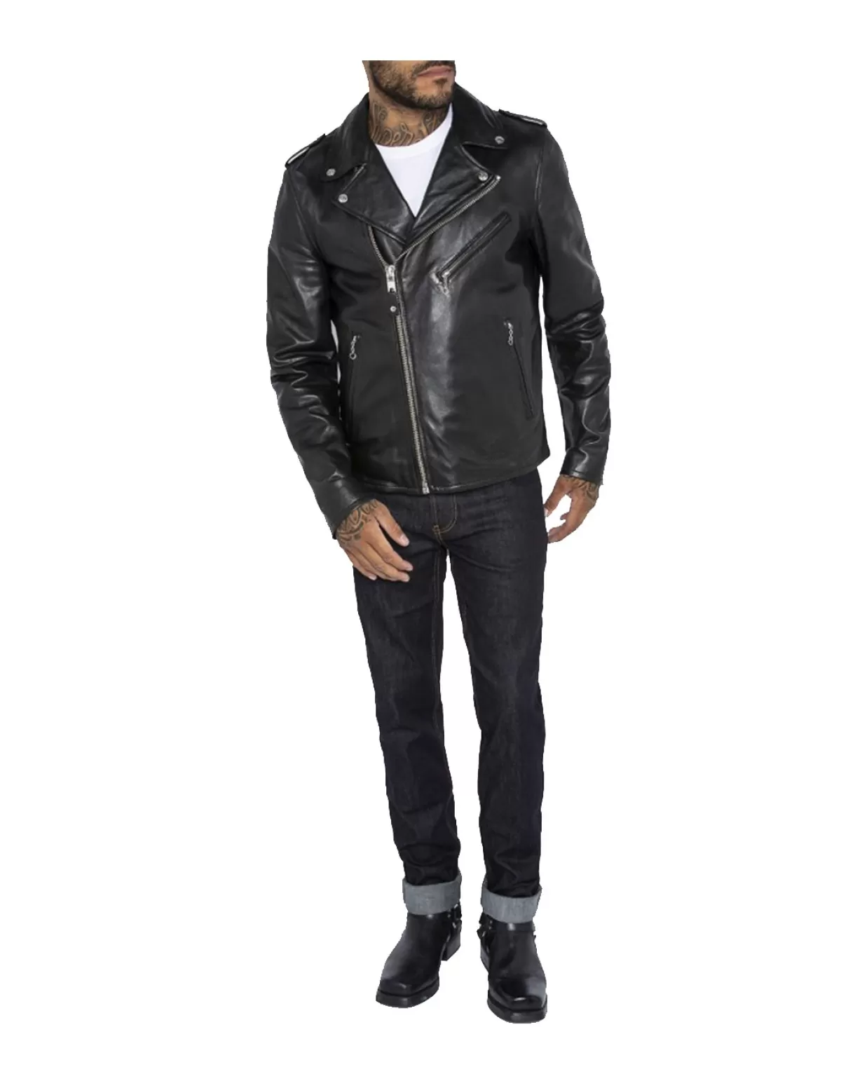 Schott Style Perfecto Homme<Blouson perfecto en cuir ref 32128 Noir