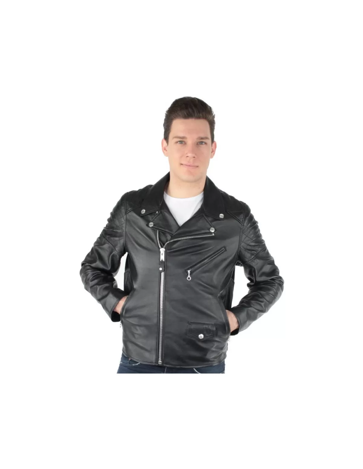 Schott Style Perfecto Homme<Blouson Perfecto en cuir agneau ref_jaj34657- Noir