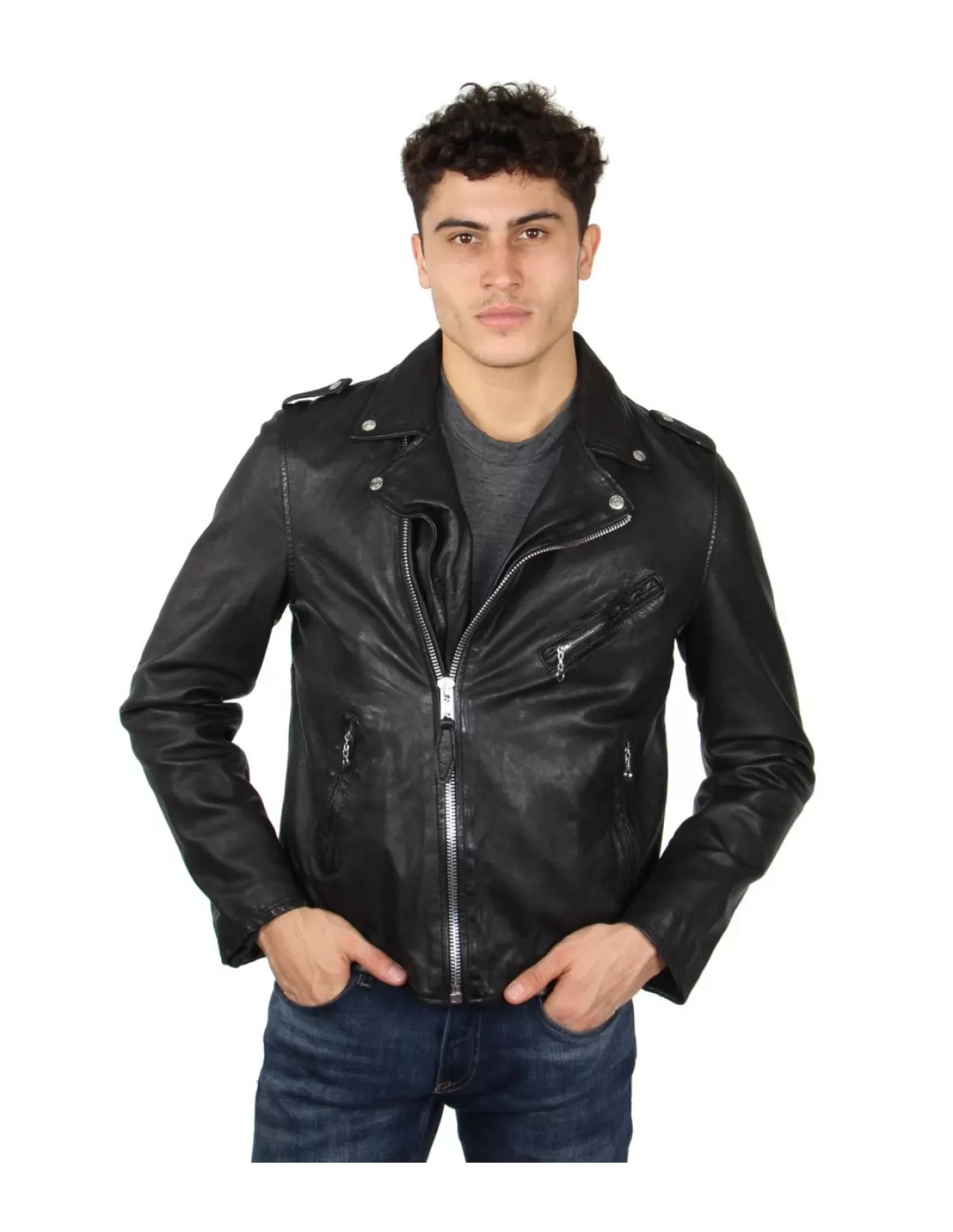 Schott Style Perfecto Homme<Blouson perfecto en cuir ref 47534 Noir