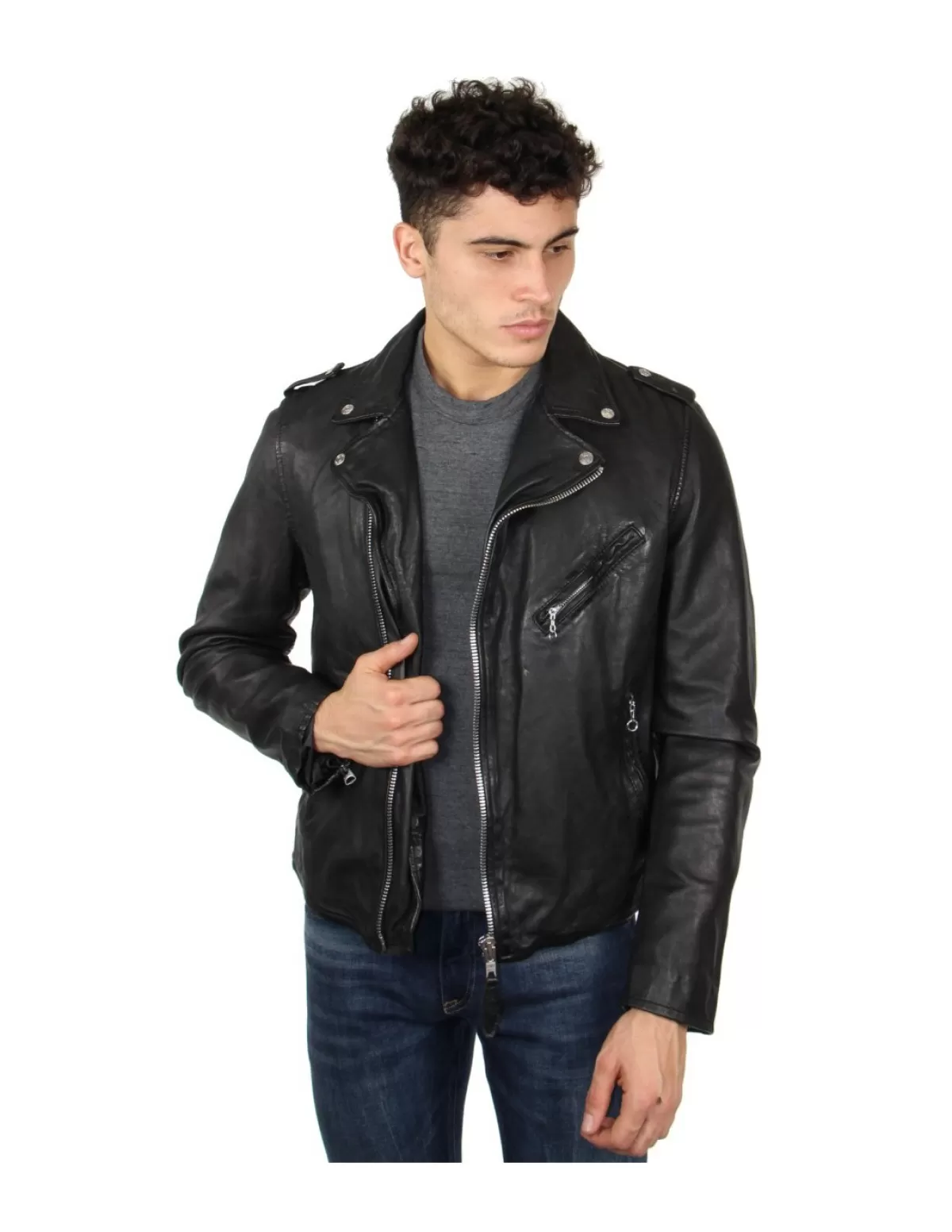 Schott Style Perfecto Homme<Blouson perfecto en cuir ref 47534 Noir