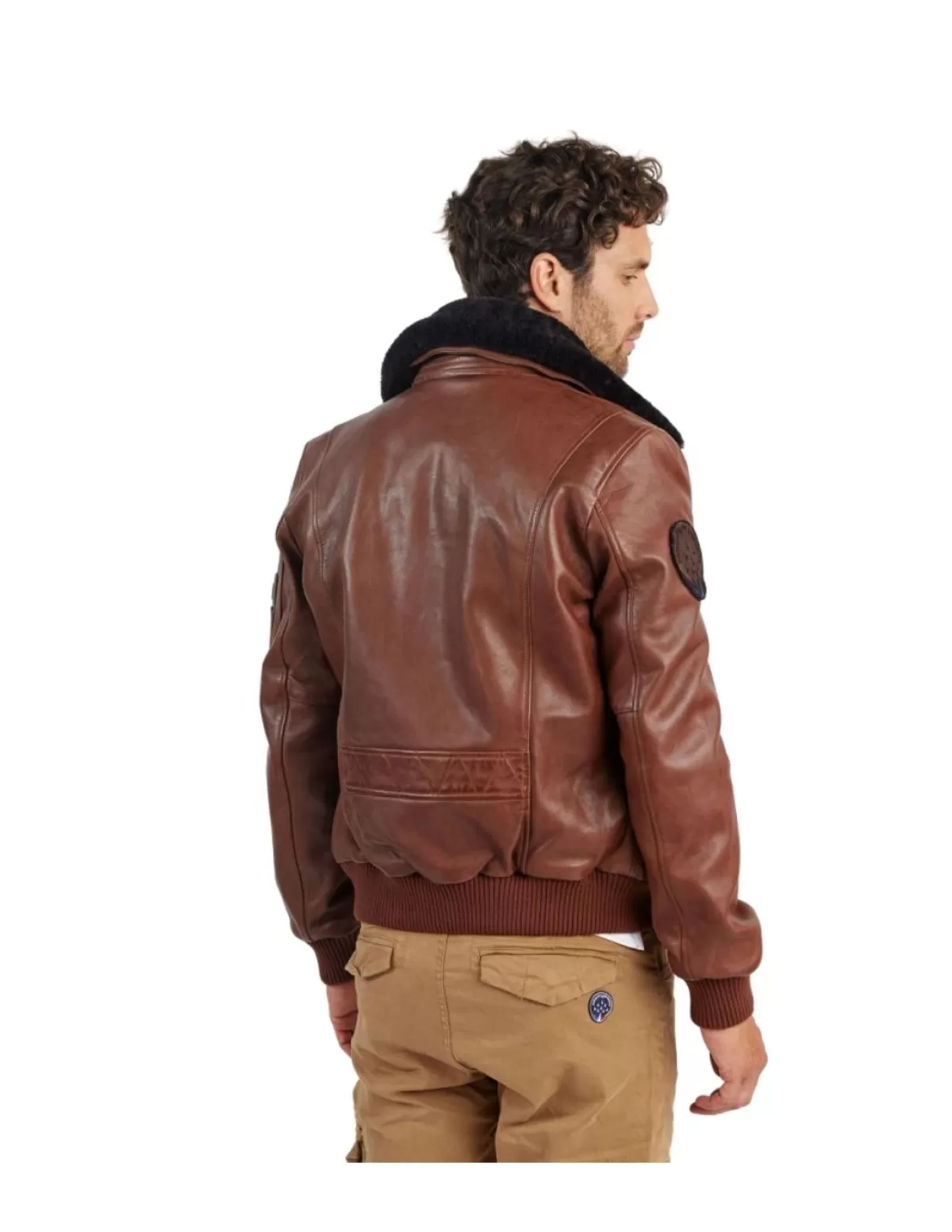 PATROUILLE DE FRANCE Pilote Et Teddy Cuir | Blouson Cuir Homme<Blouson Redskins Rafal Ycon en cuir Ref 42319 Cognac Marron