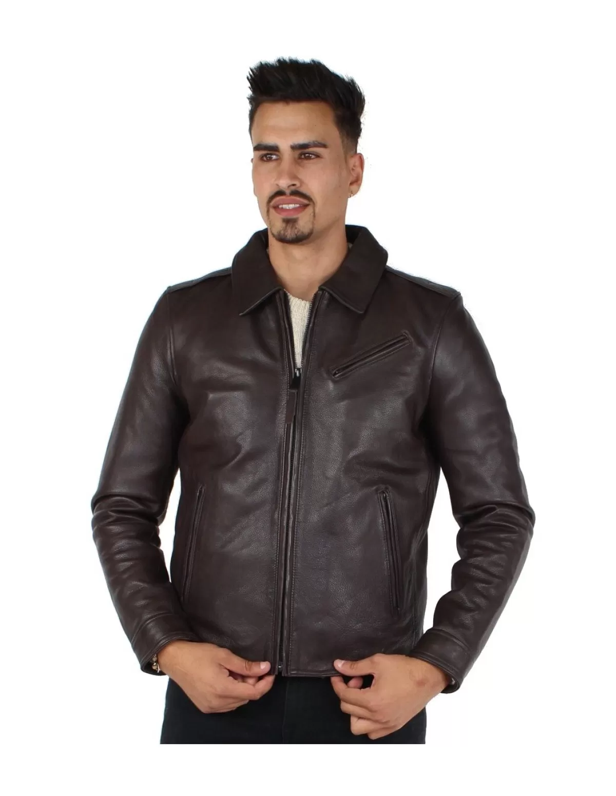 Redskins Blouson Cuir Homme<Blouson Ranger Starck en cuir ref_44097 Togo Marron