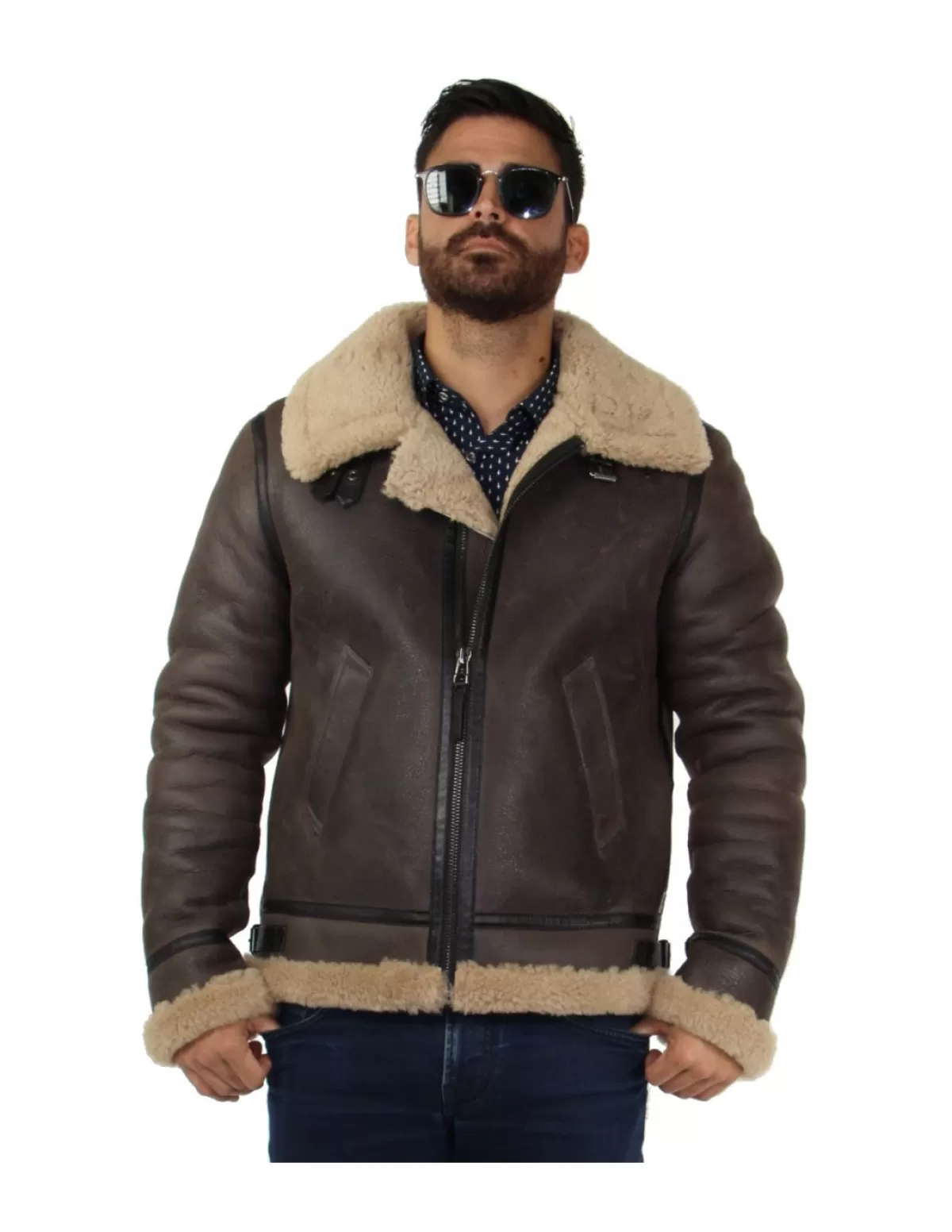 Redskins Blouson - Bombardier Peaux Lainées Homme<Blouson Reagan Queenstown en cuir ref 47894 Marron