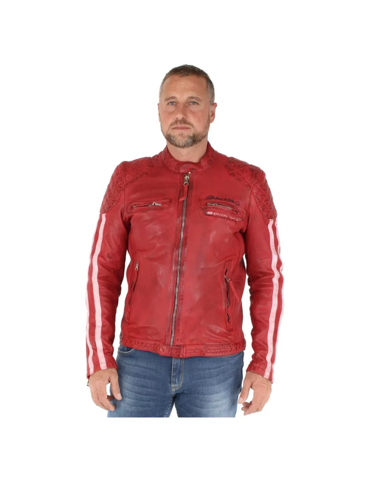 Redskins Blouson Cuir Homme<Blouson Rivas Rocho en cuir ref_trk40375- Rouge