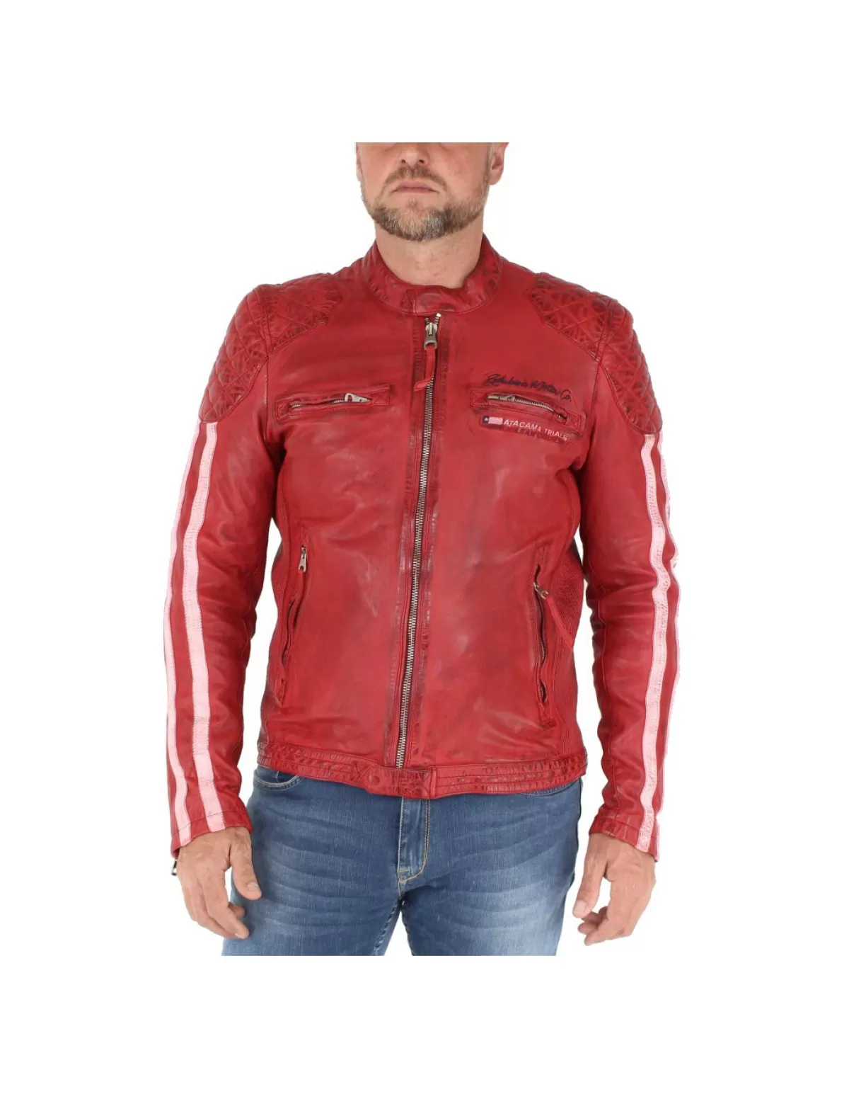 Redskins Blouson Cuir Homme<Blouson Rivas Rocho en cuir ref_trk40375- Rouge