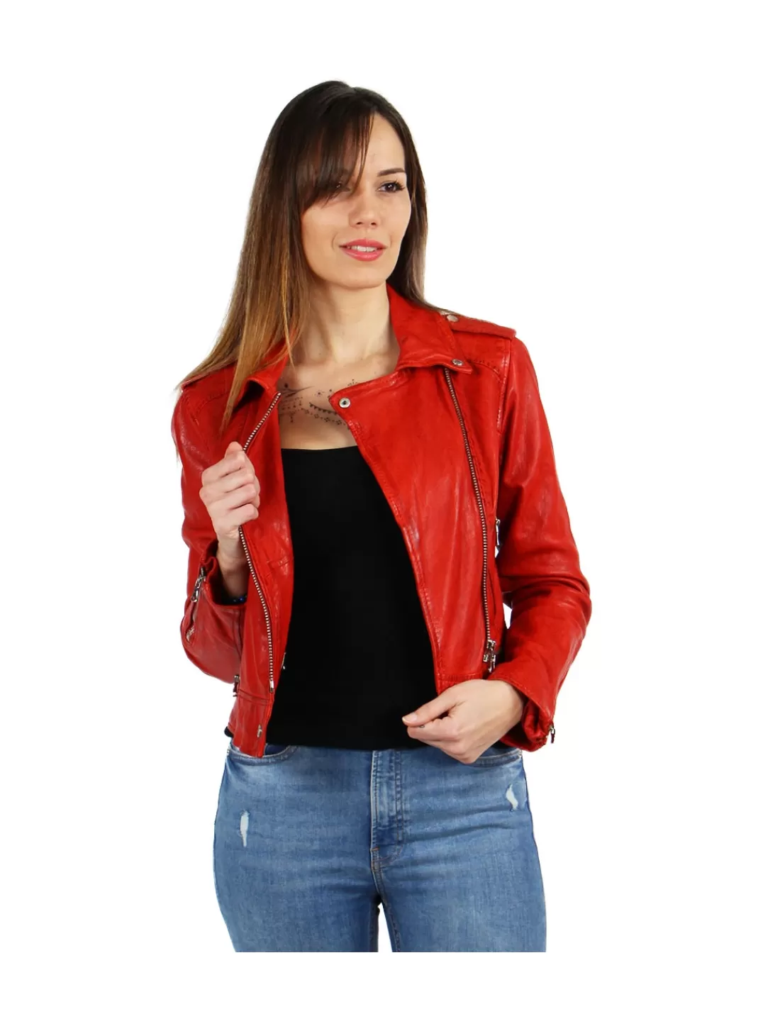 Hot Blouson style perfecto Kyoto en cuir ref_44595 Femme Style Perfecto Femme