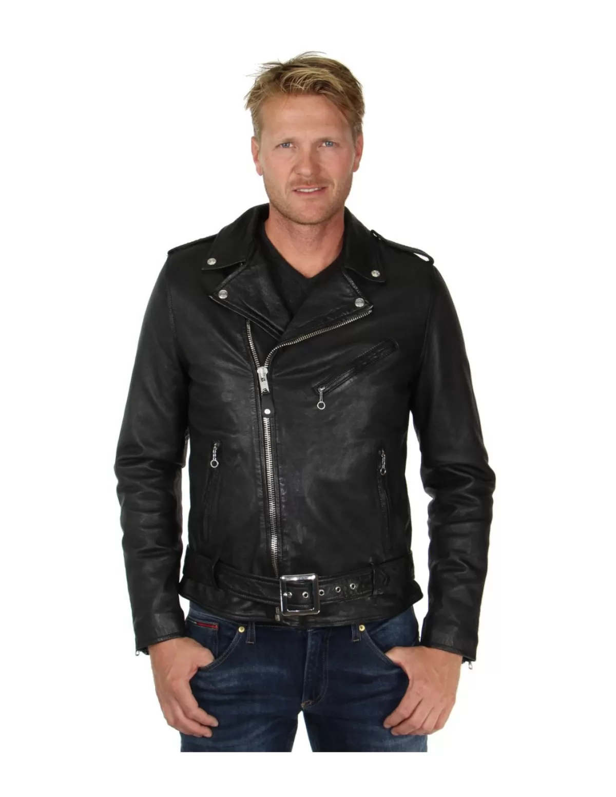 Schott Style Perfecto Homme<Blouson style perfecto cuir ref 47594 Noir