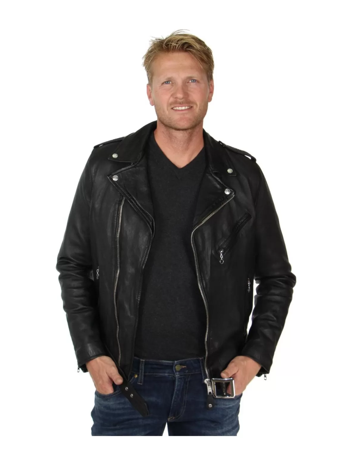 Schott Style Perfecto Homme<Blouson style perfecto cuir ref 47594 Noir