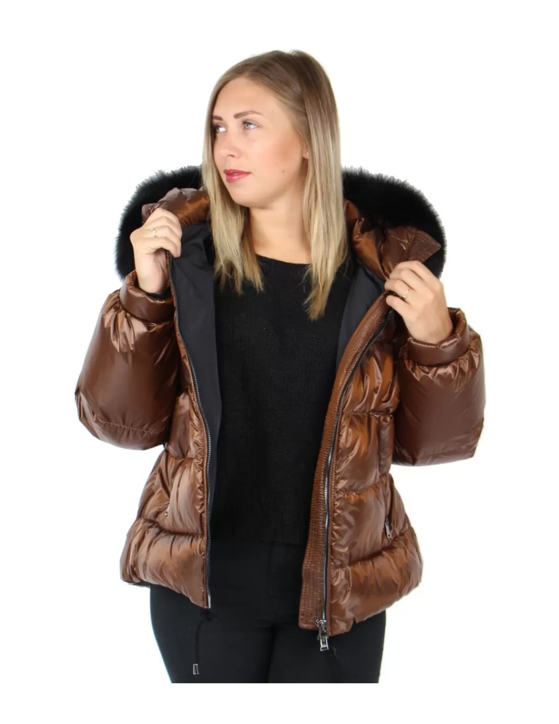 Sale Doudoune oversize ref 49916 cafe Femme Doudoune Femme